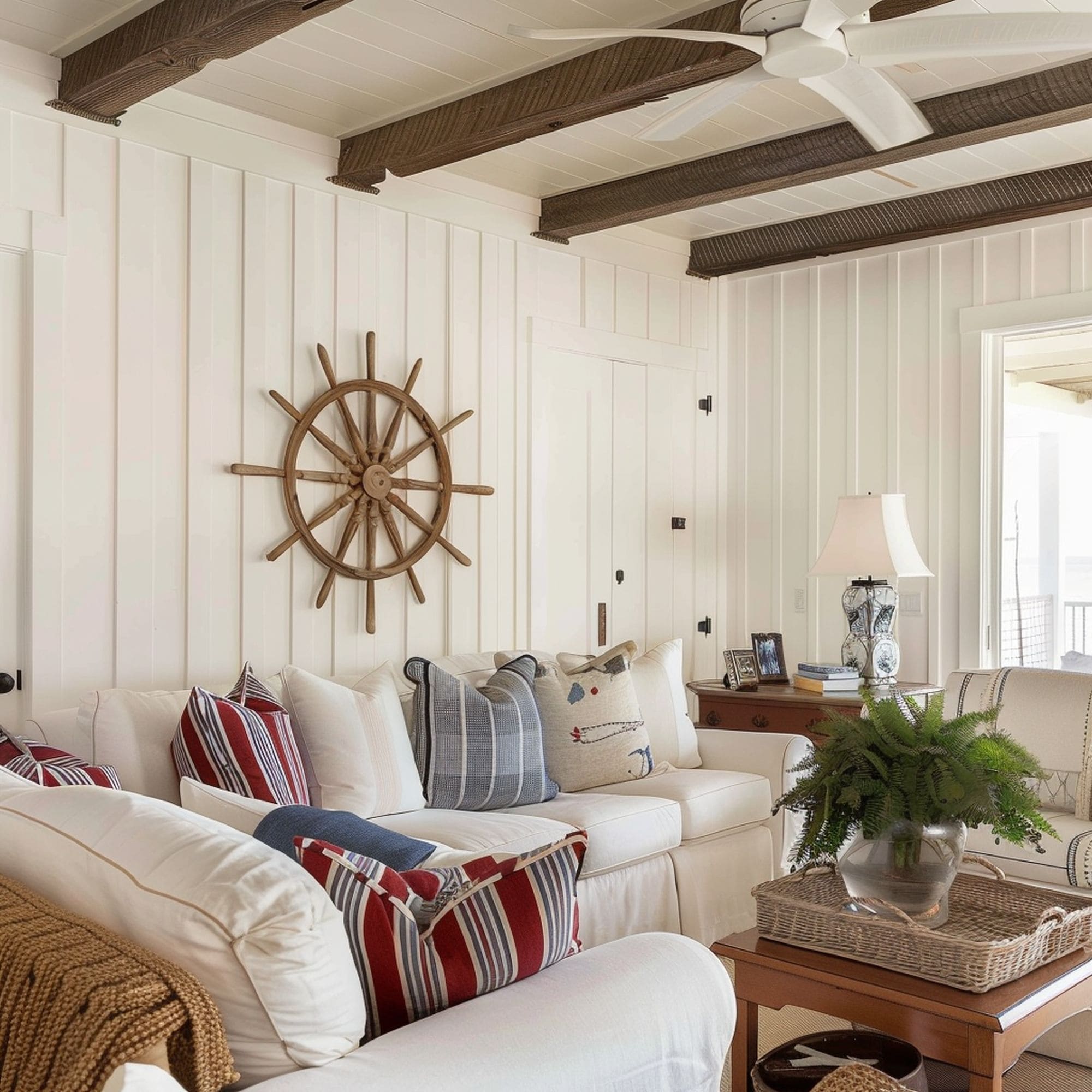 Board and Batten Wall in Coastal Living Room