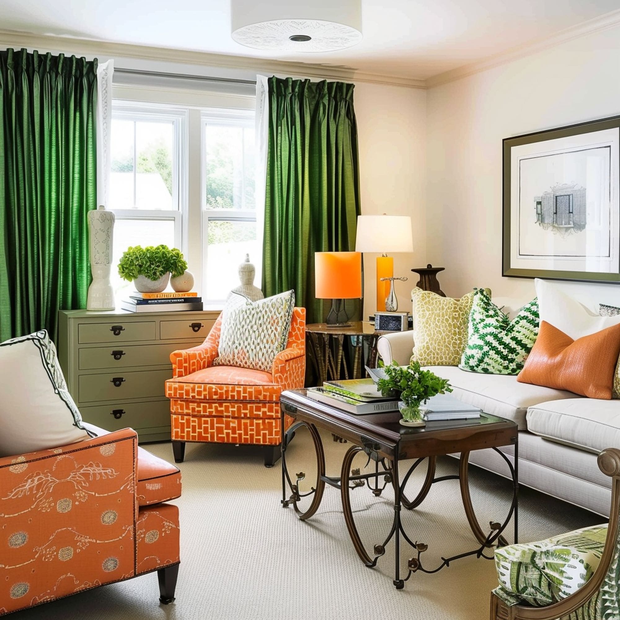 Green and Orange Living Room