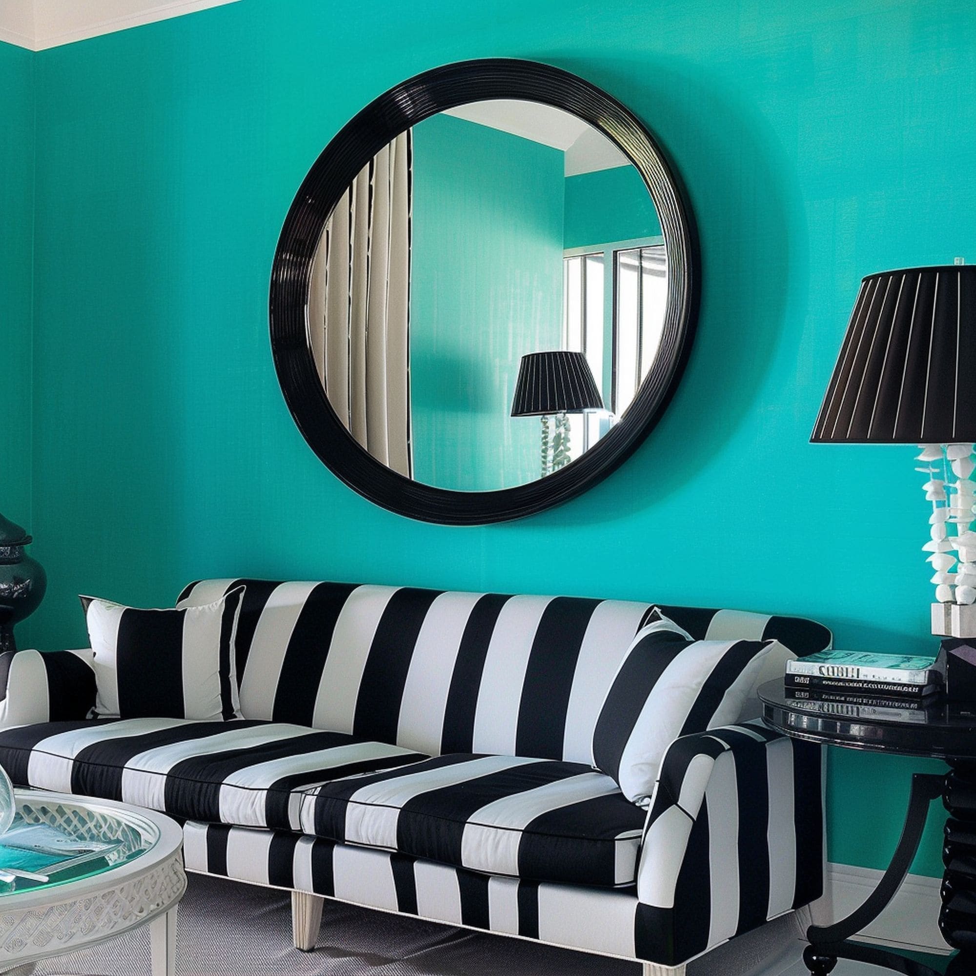 Turquoise and Black Living Room