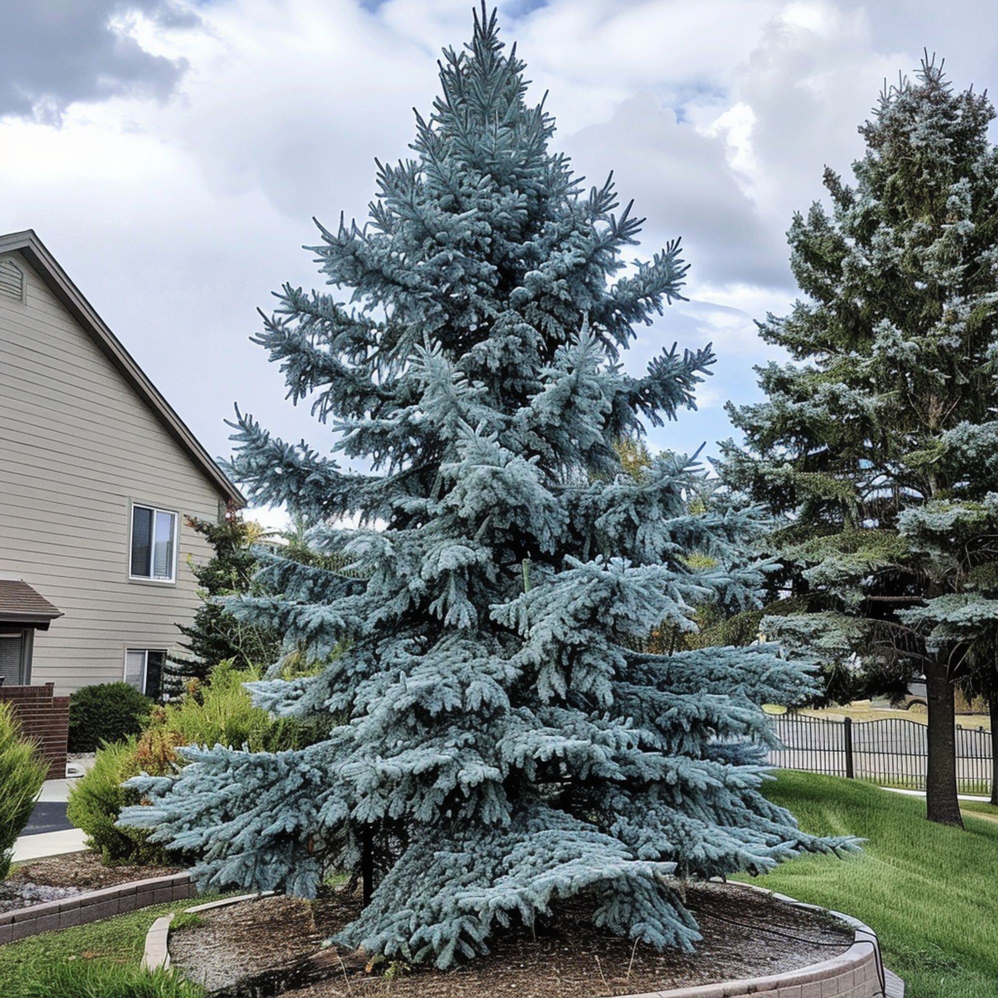 Colorado Blue Spruce Tree in a Front Yard