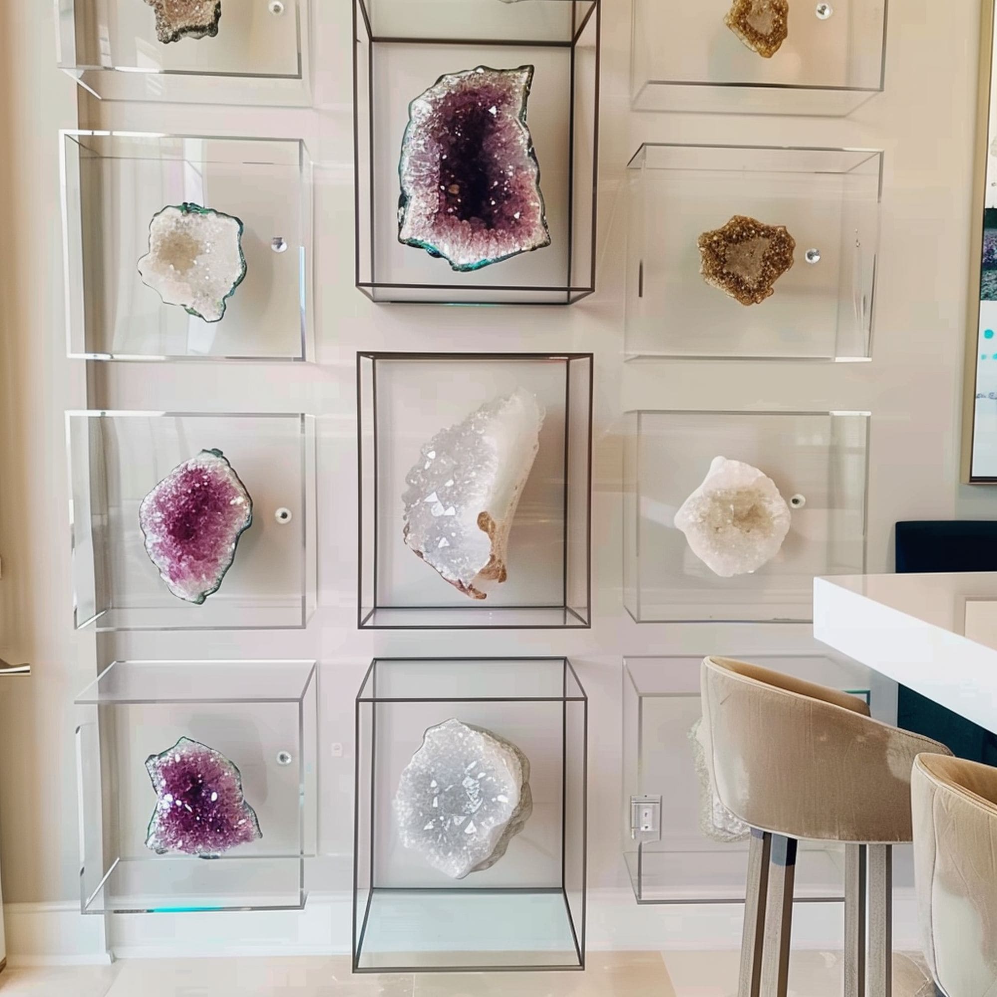 Decorative Framed Crystals on the Wall