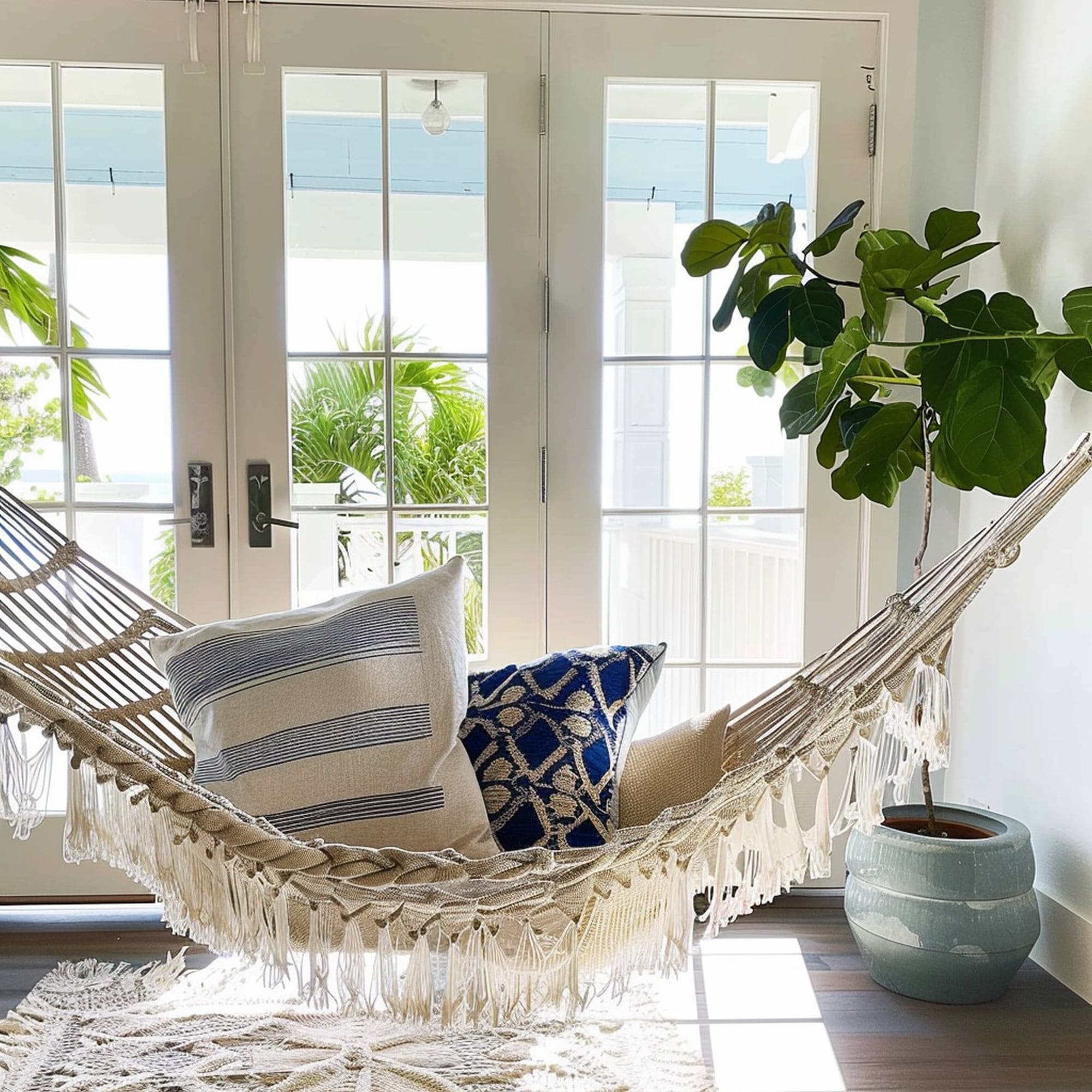 Indoor Hammock in Coastal Room