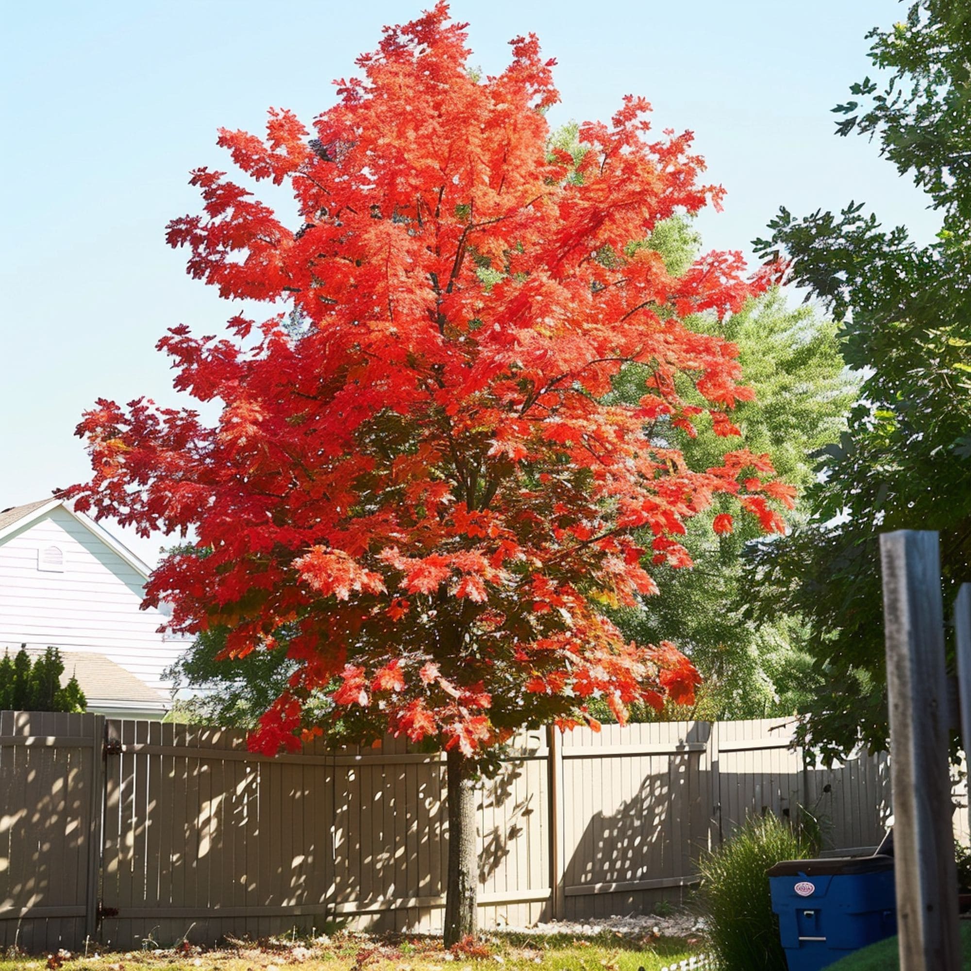 Red Maple Tree in a Backyard