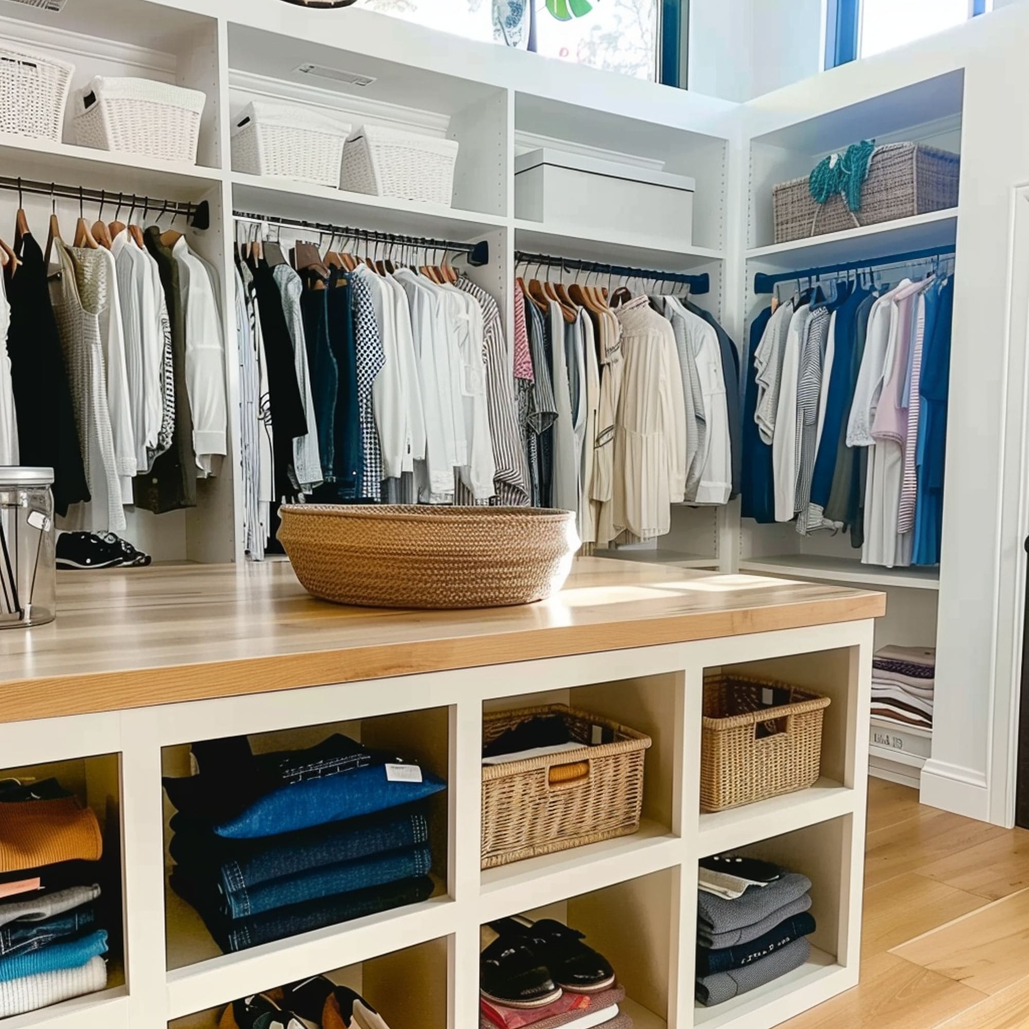 Closet Island With Open Shelves