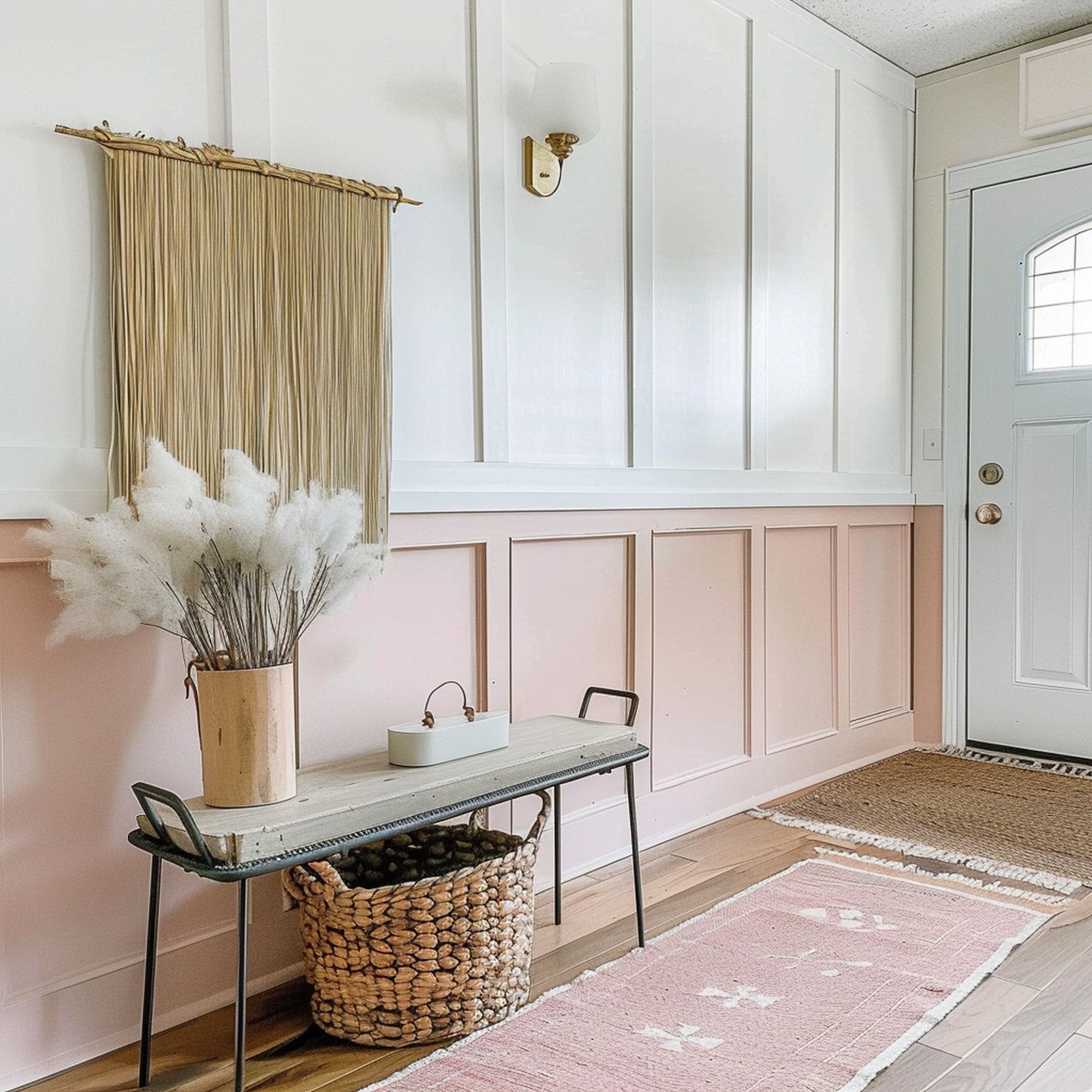 Pink Board and Batten Wall in Entryway
