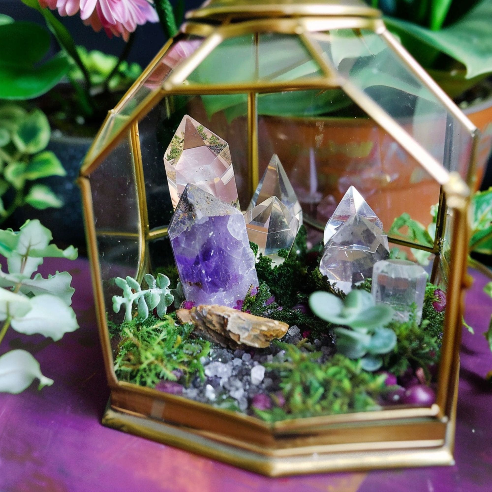 Decorative Crystals in Terrarium