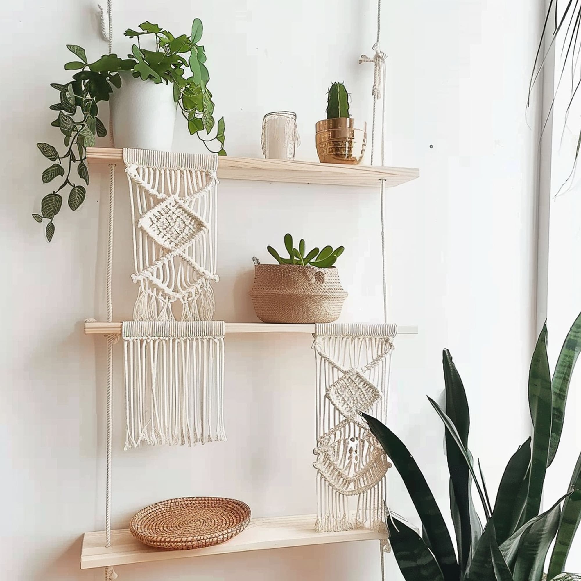 Macrame Floating Shelves Decoration