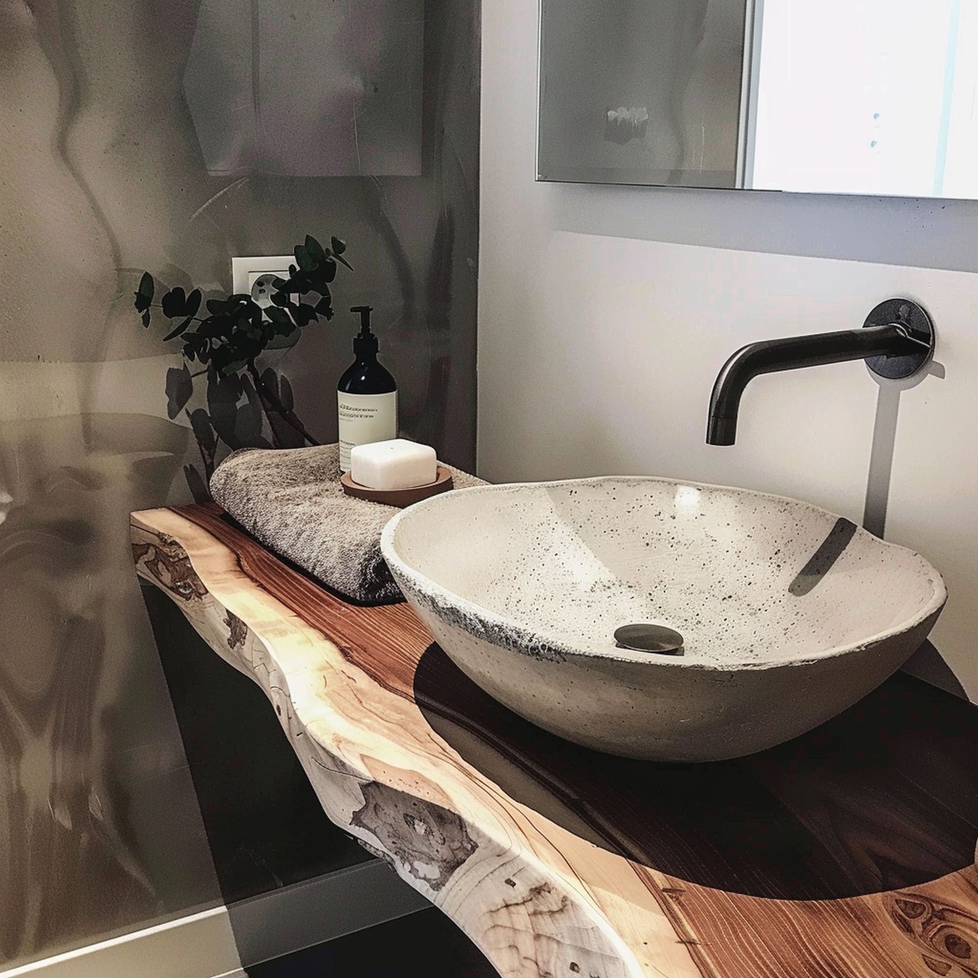 Concrete Sink on Wood Countertop