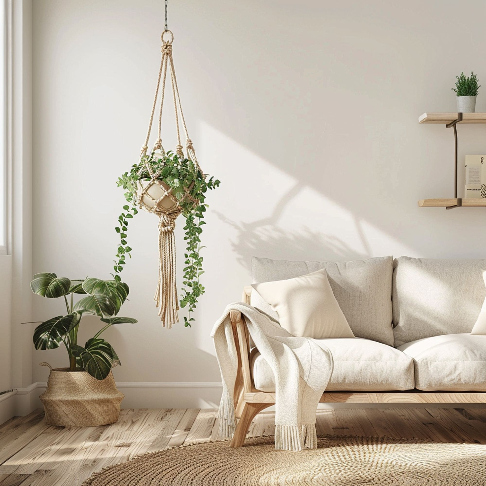 Macrame Planter in the Living Room