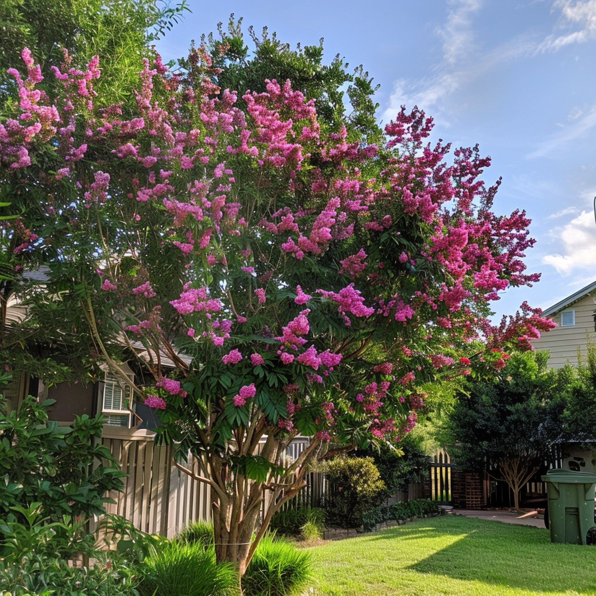 Crape Myrtle Tree in a Backyard