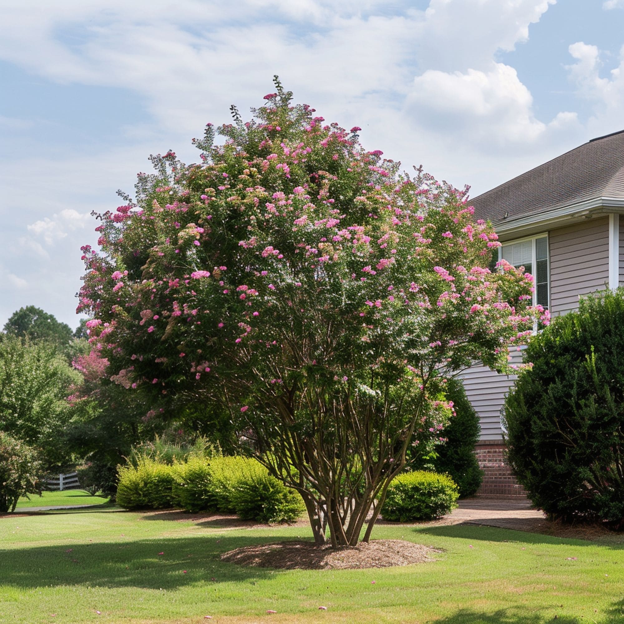 Crape Myrtle Tree in a Front Yard