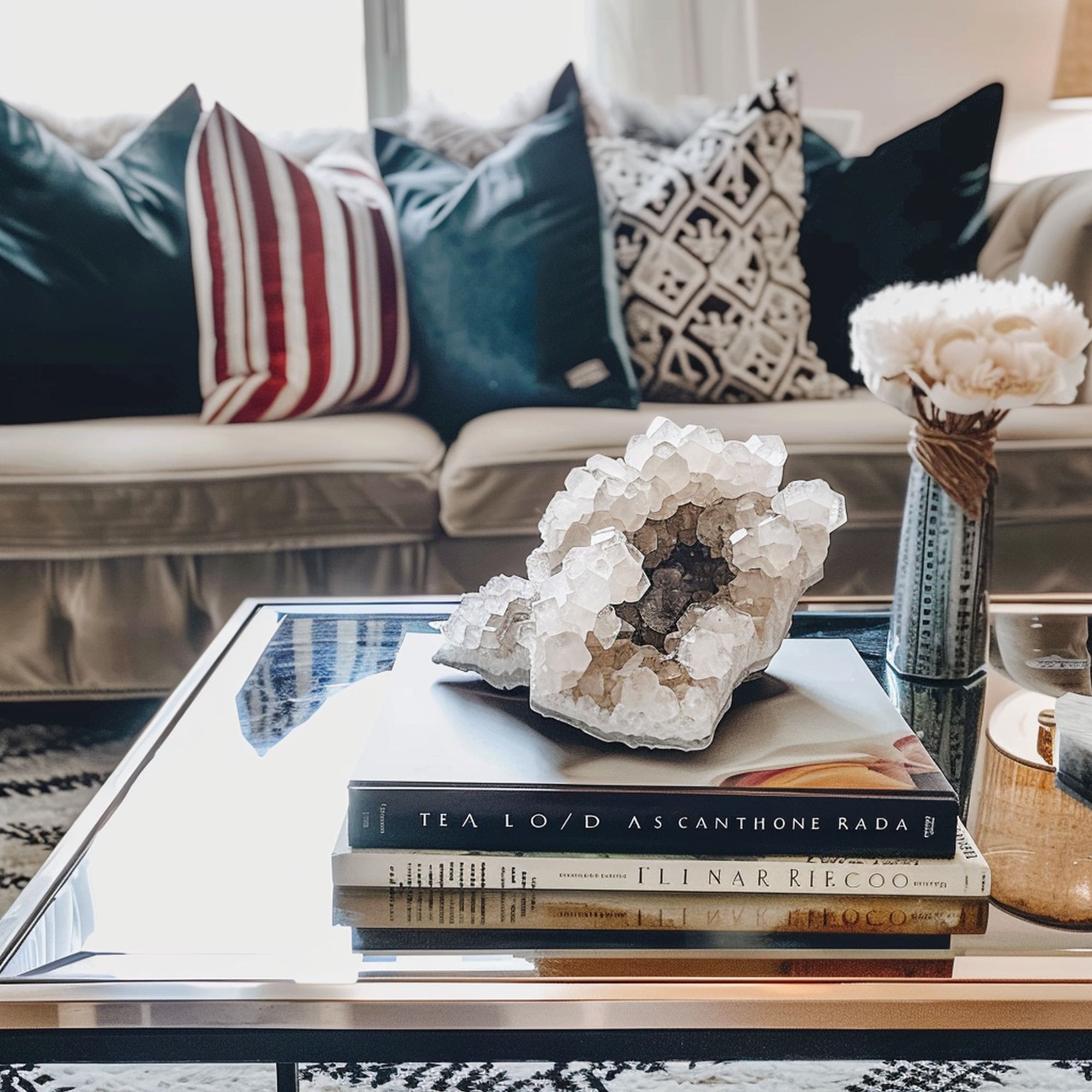 Decorative Crystal on Coffee Table Books
