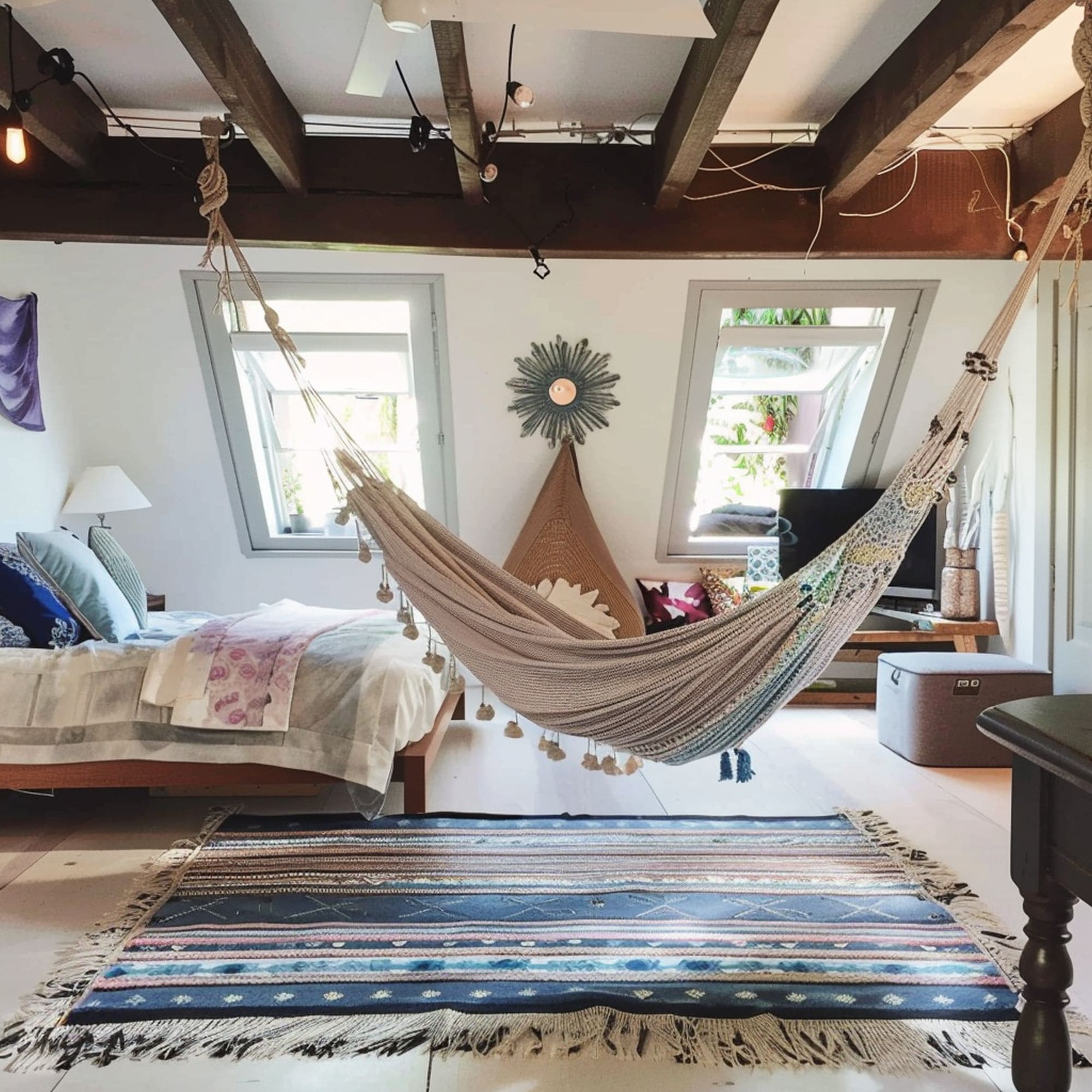 Indoor Hammock in Attic Bedroom