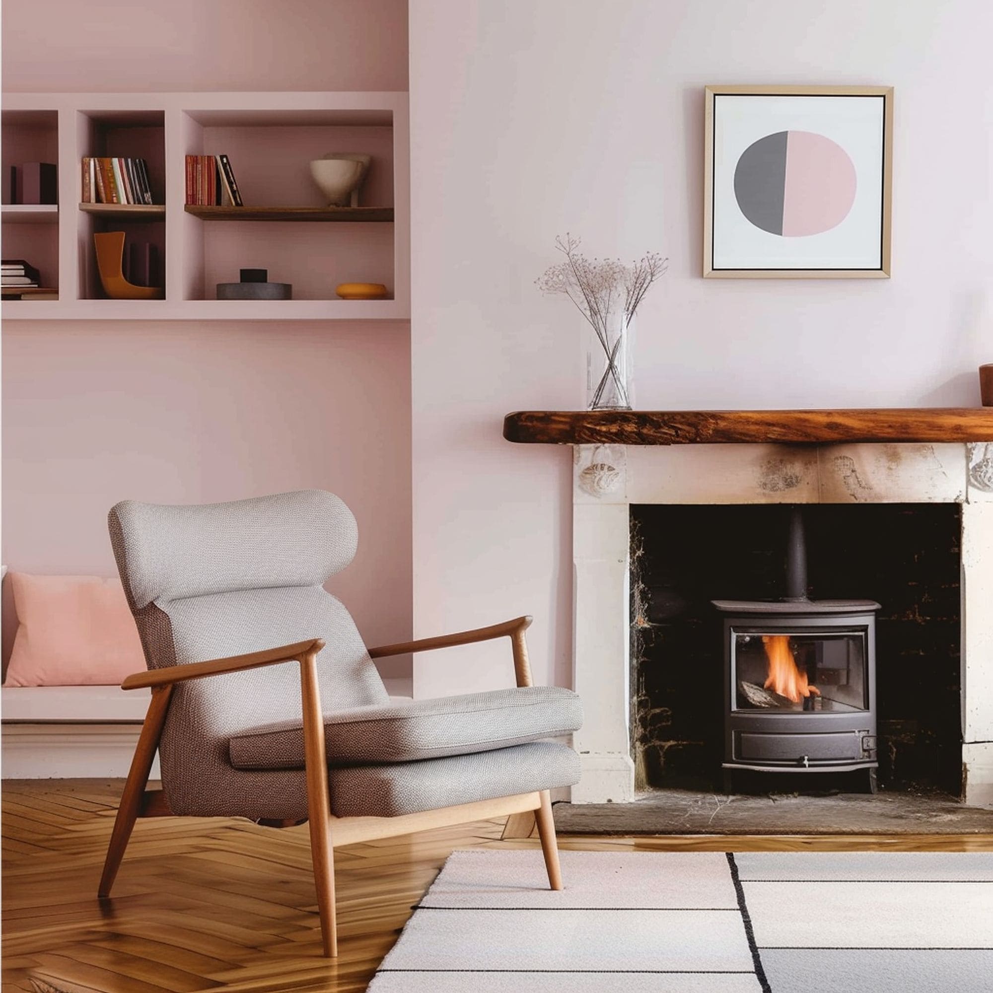 Pink Living Room With Gray Accents