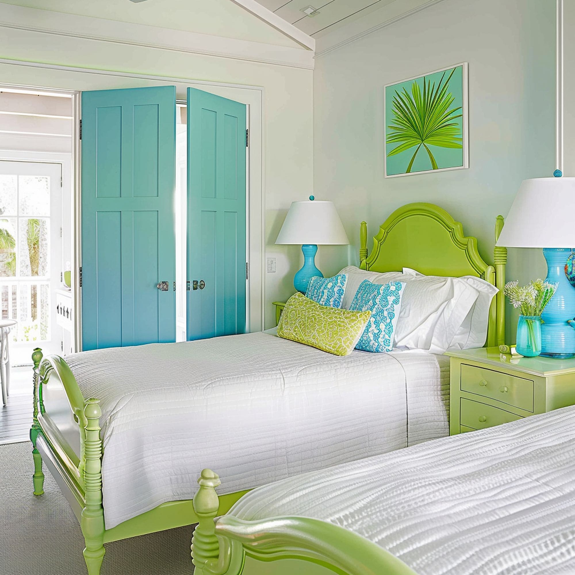 Turquoise and Green Guest Bedroom