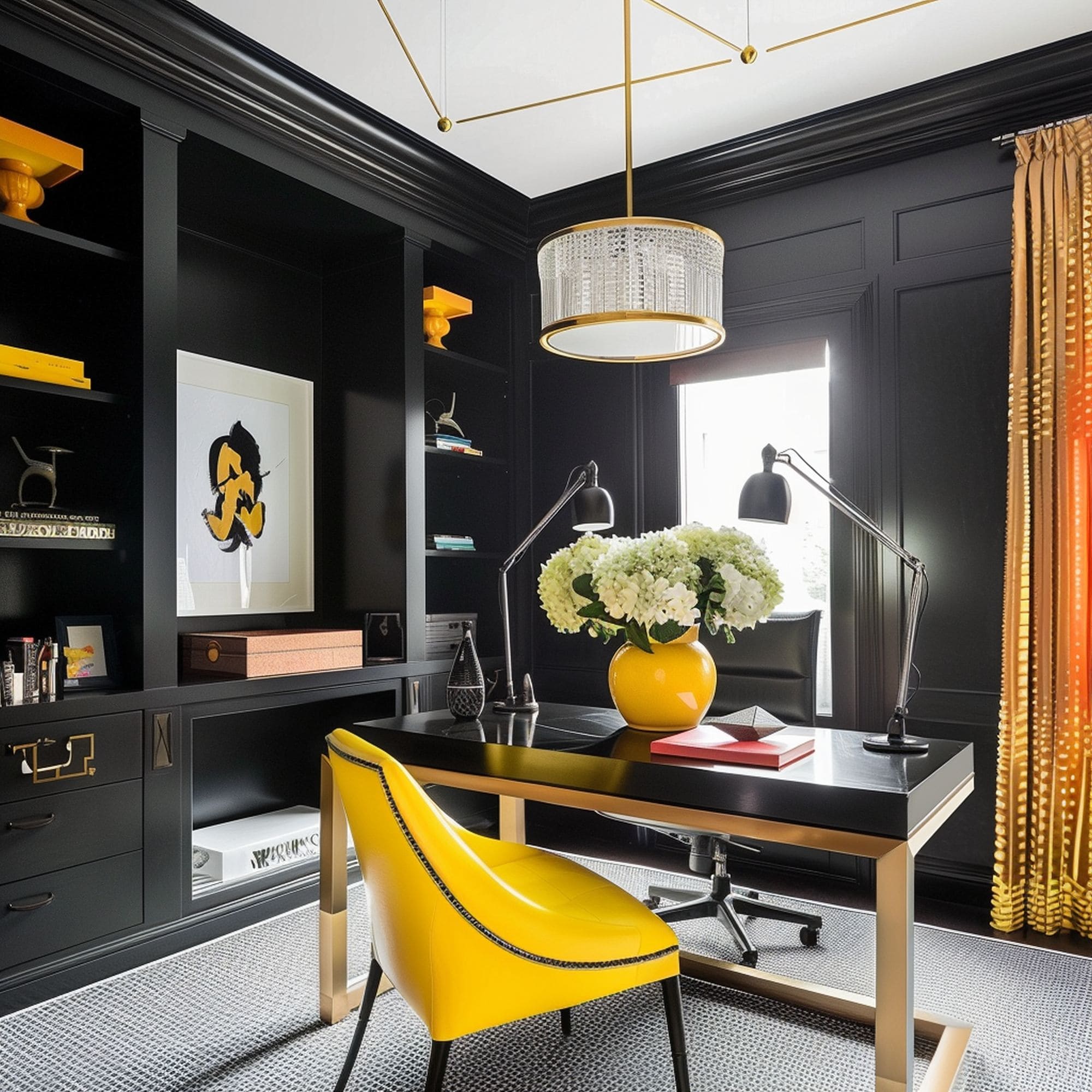 Black and Yellow Home Office
