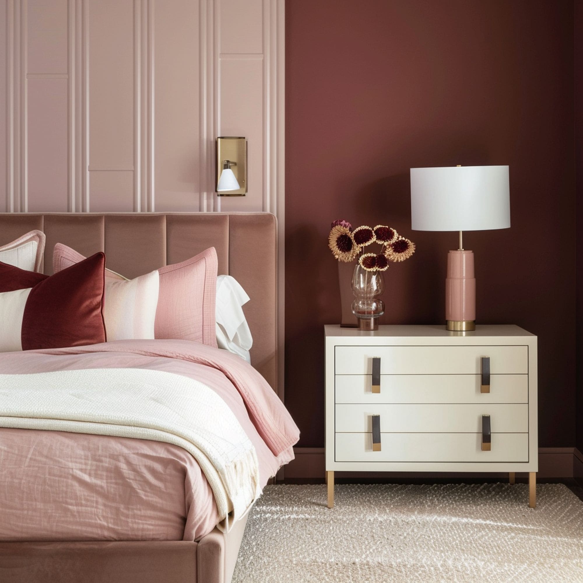 Pink and Burgundy Bedroom