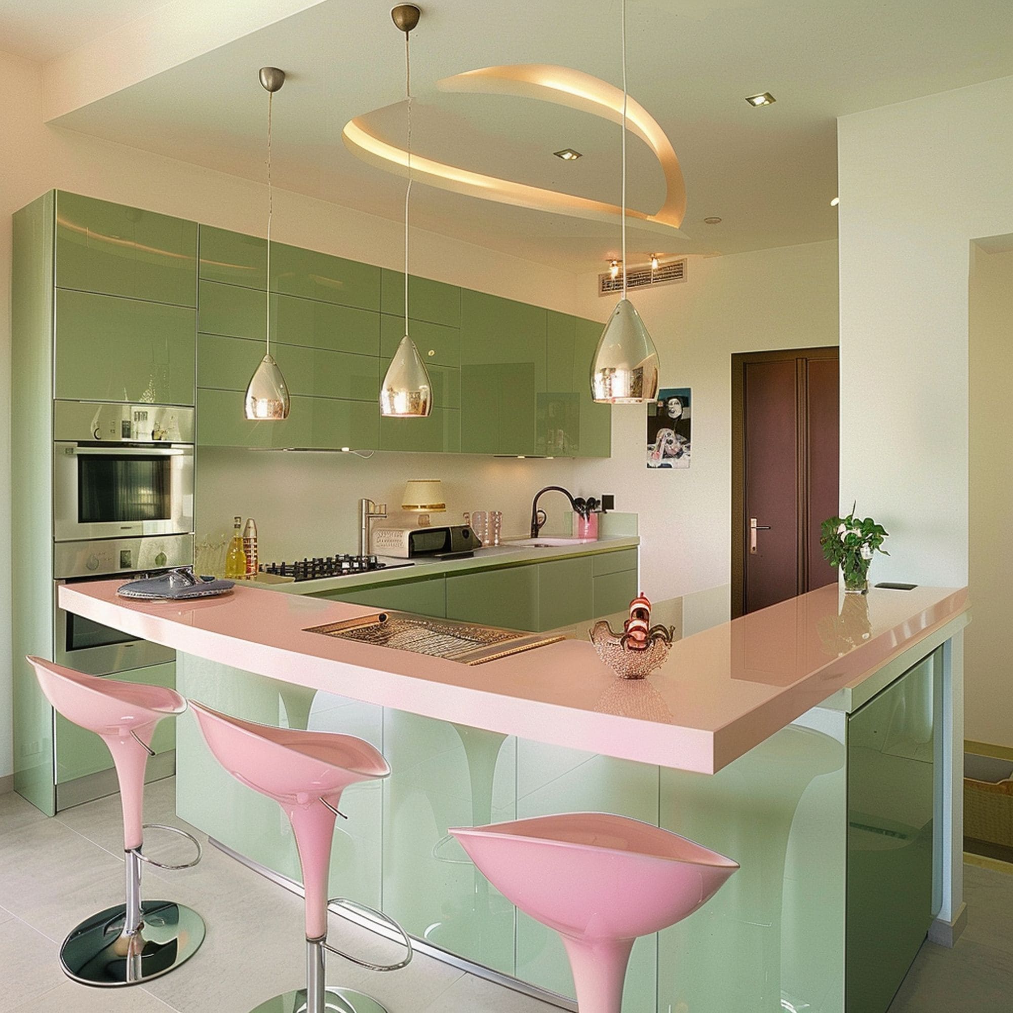 Green and Pink Kitchen