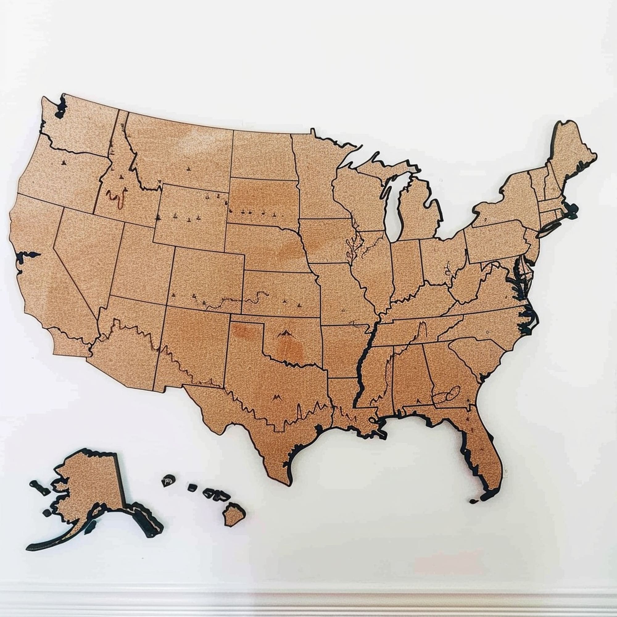 Cork US Map Wall Decoration
