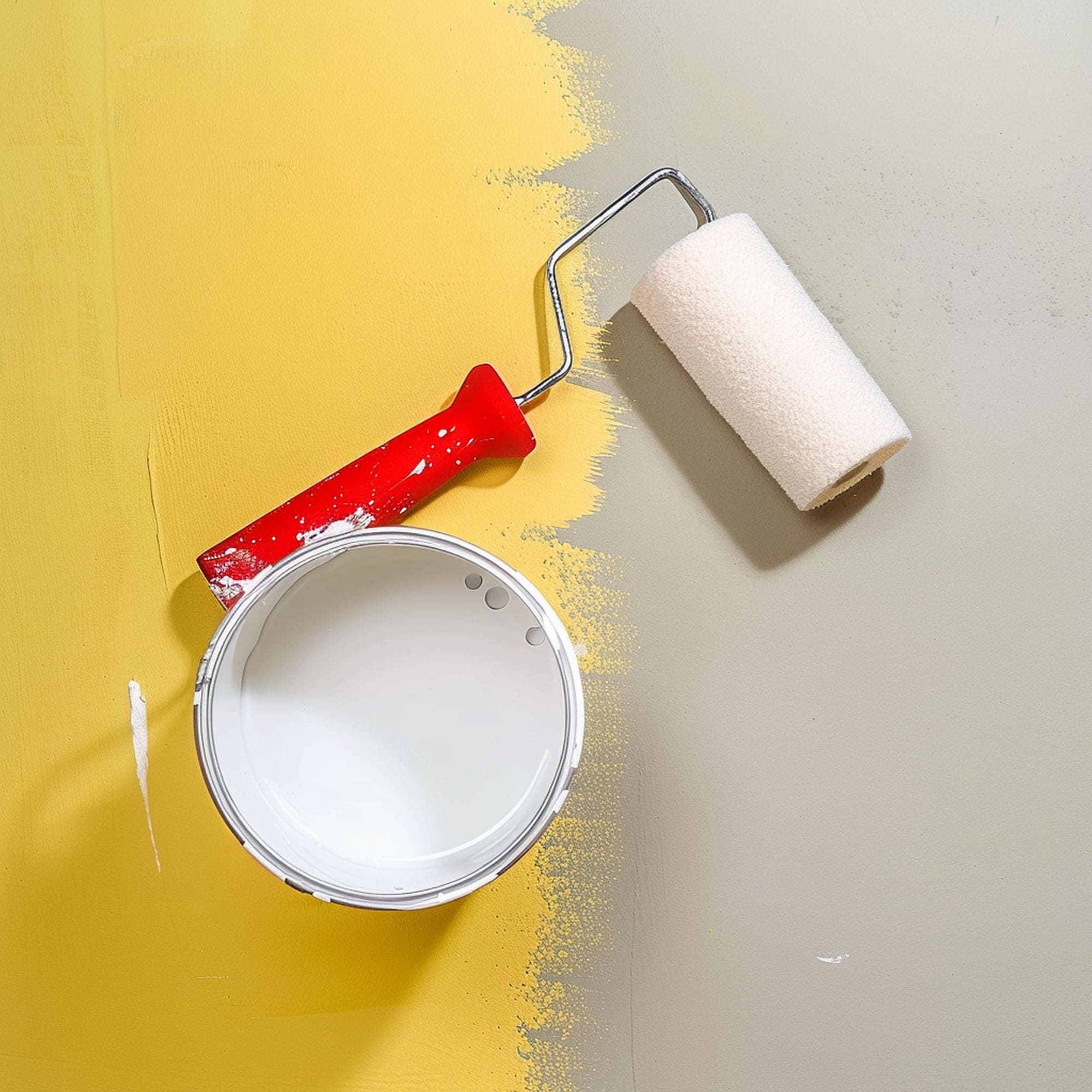 Paint Roller on Painted Surface