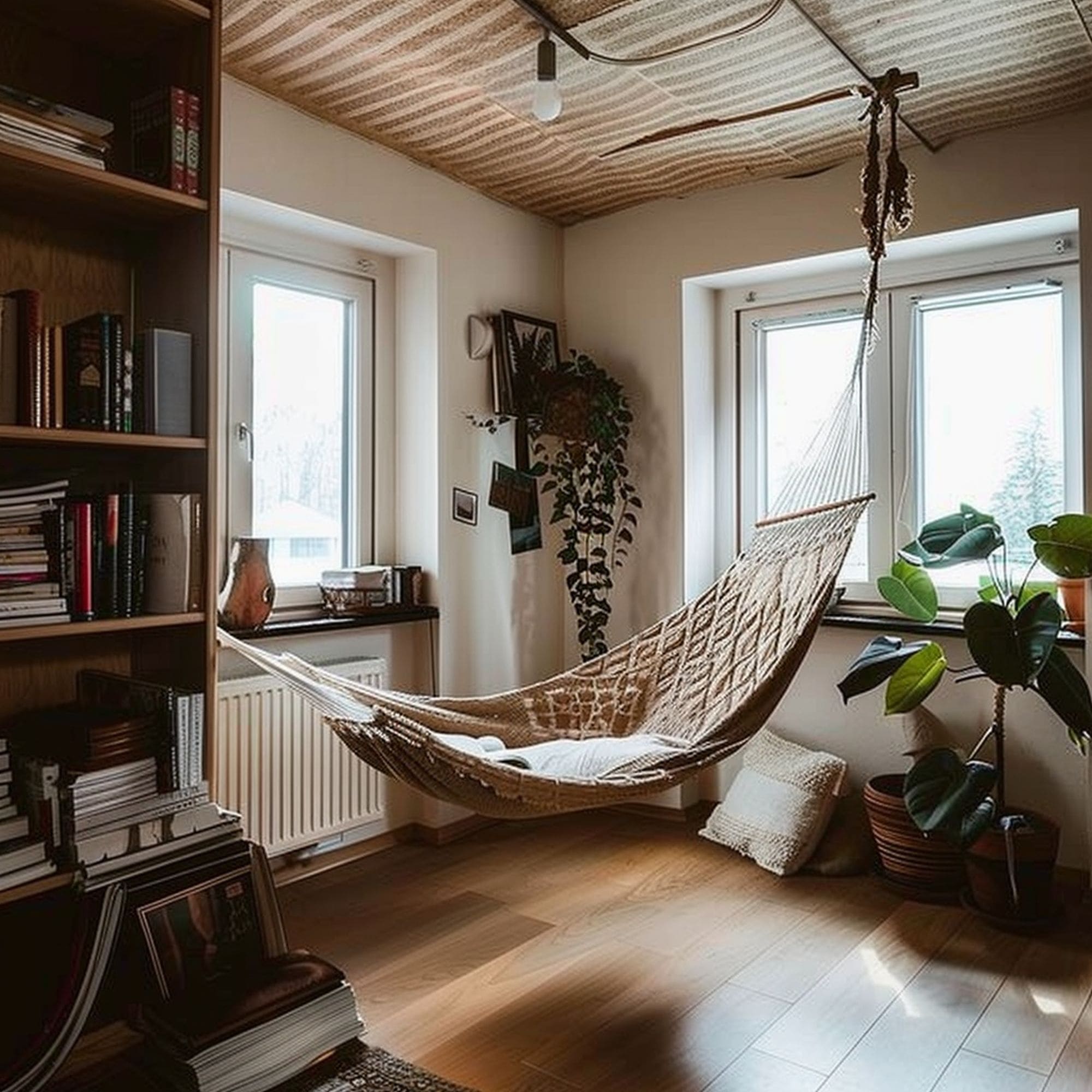 Indoor Hammock Used as Reading Spot