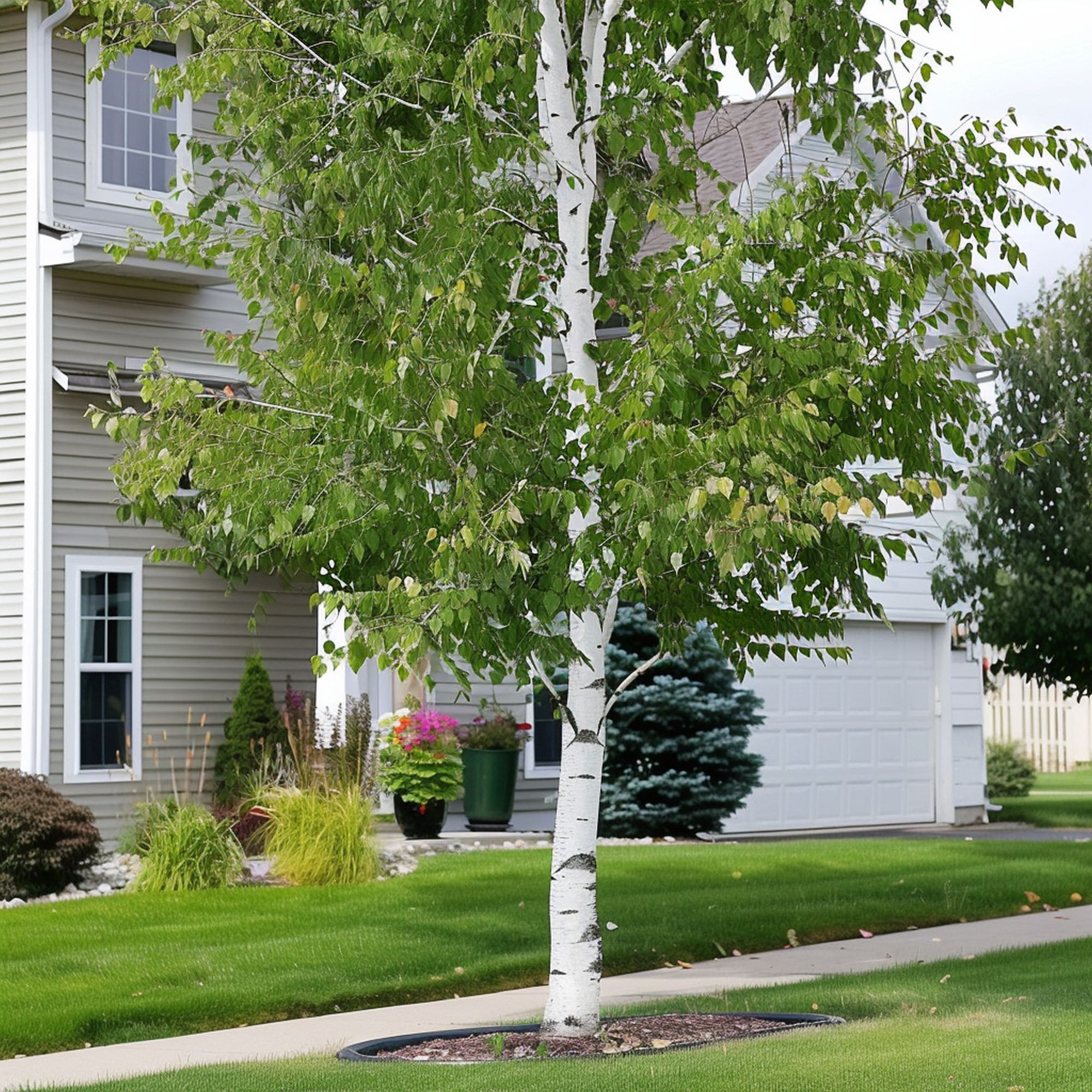 Paper Birch Tree in a Front Yard