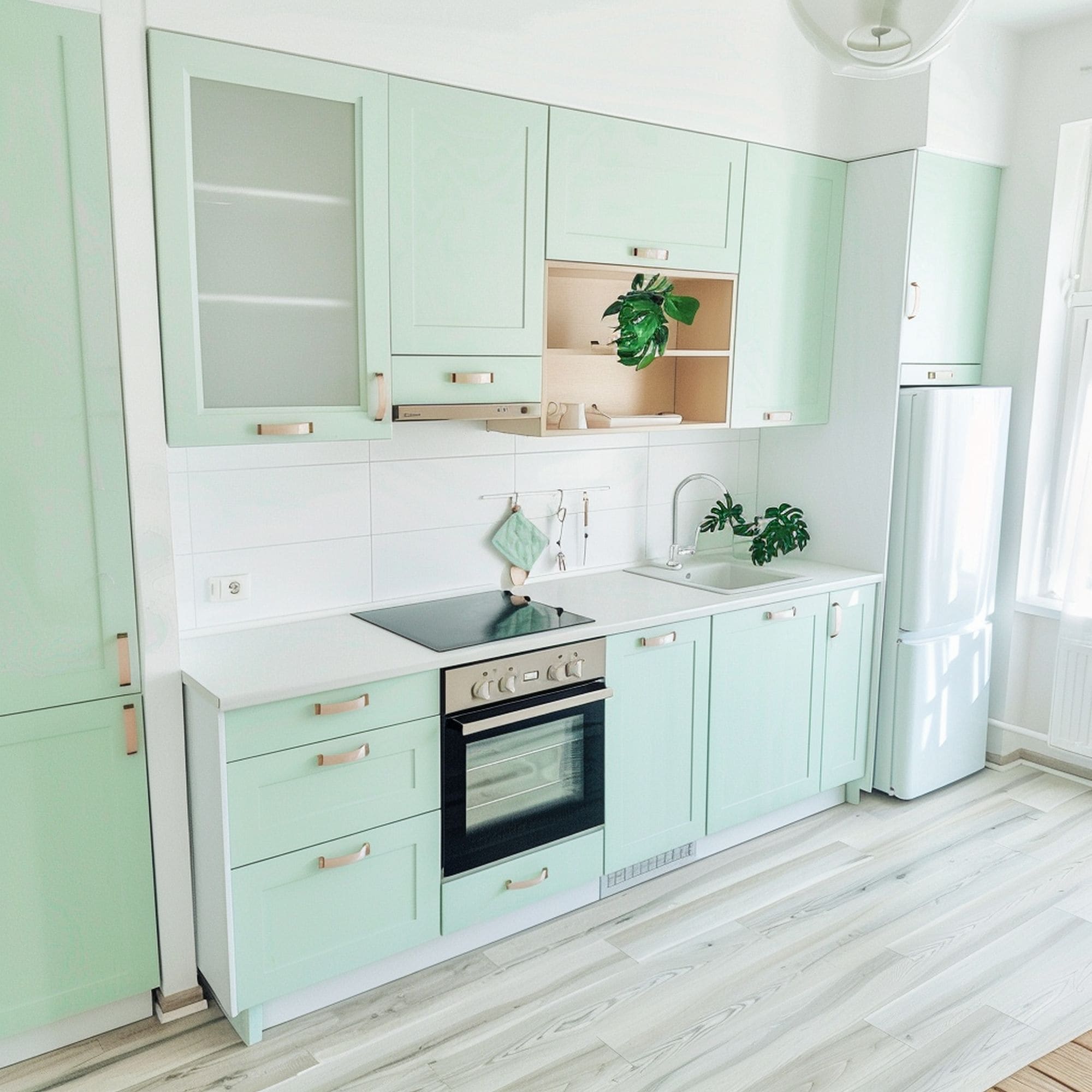 Pastel Mint Green Kitchen