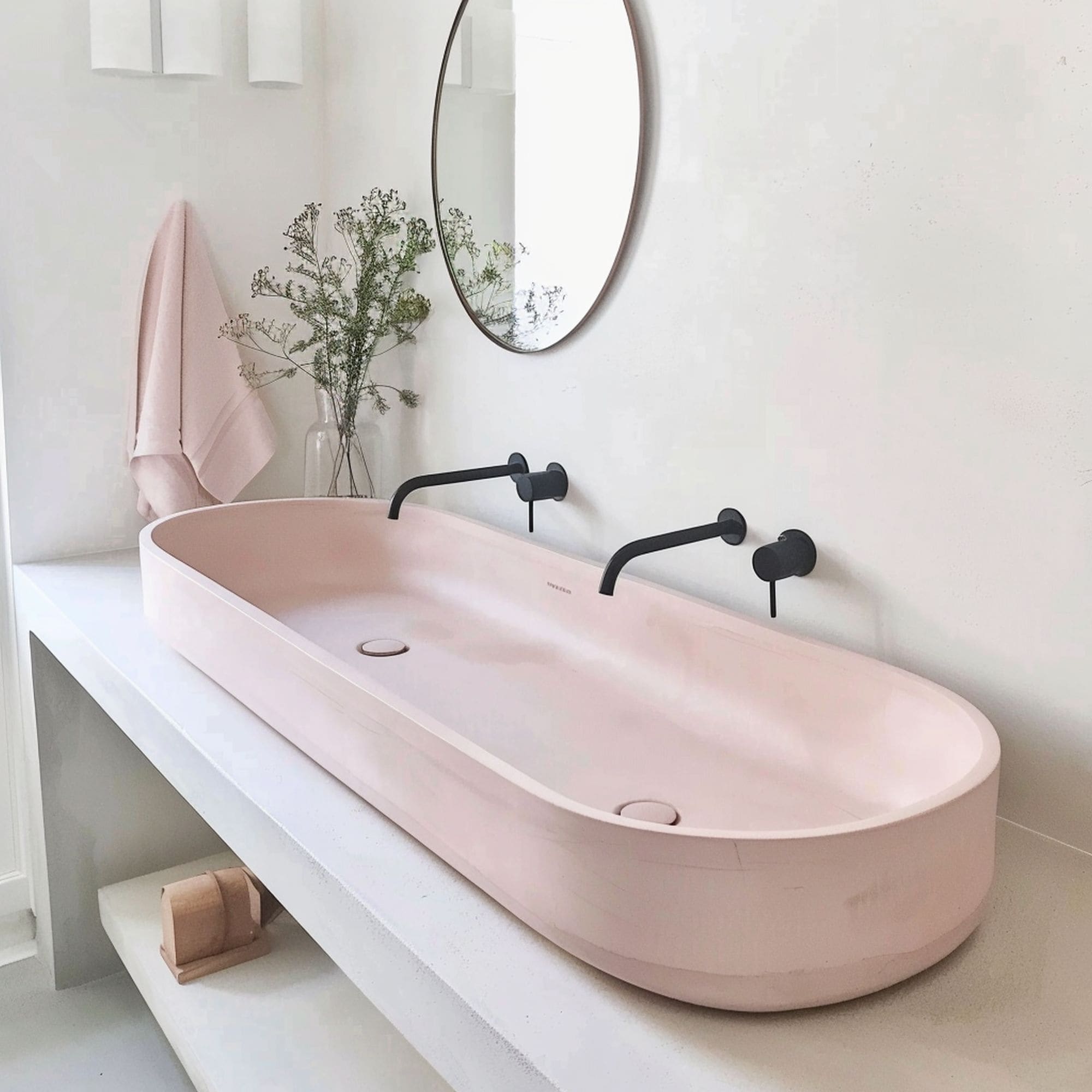 Pink Painted Concrete Sink