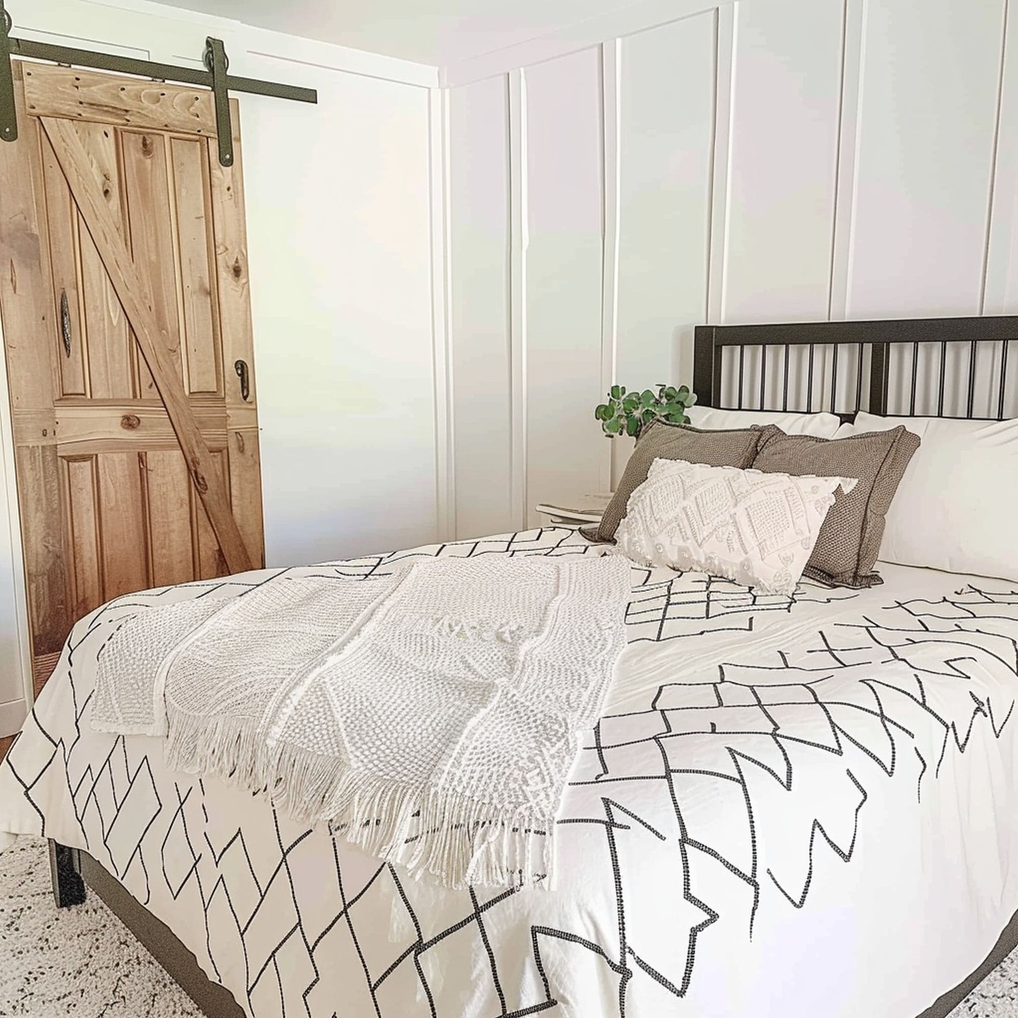Modern Farmhouse Bedroom With Board and Batten Wall