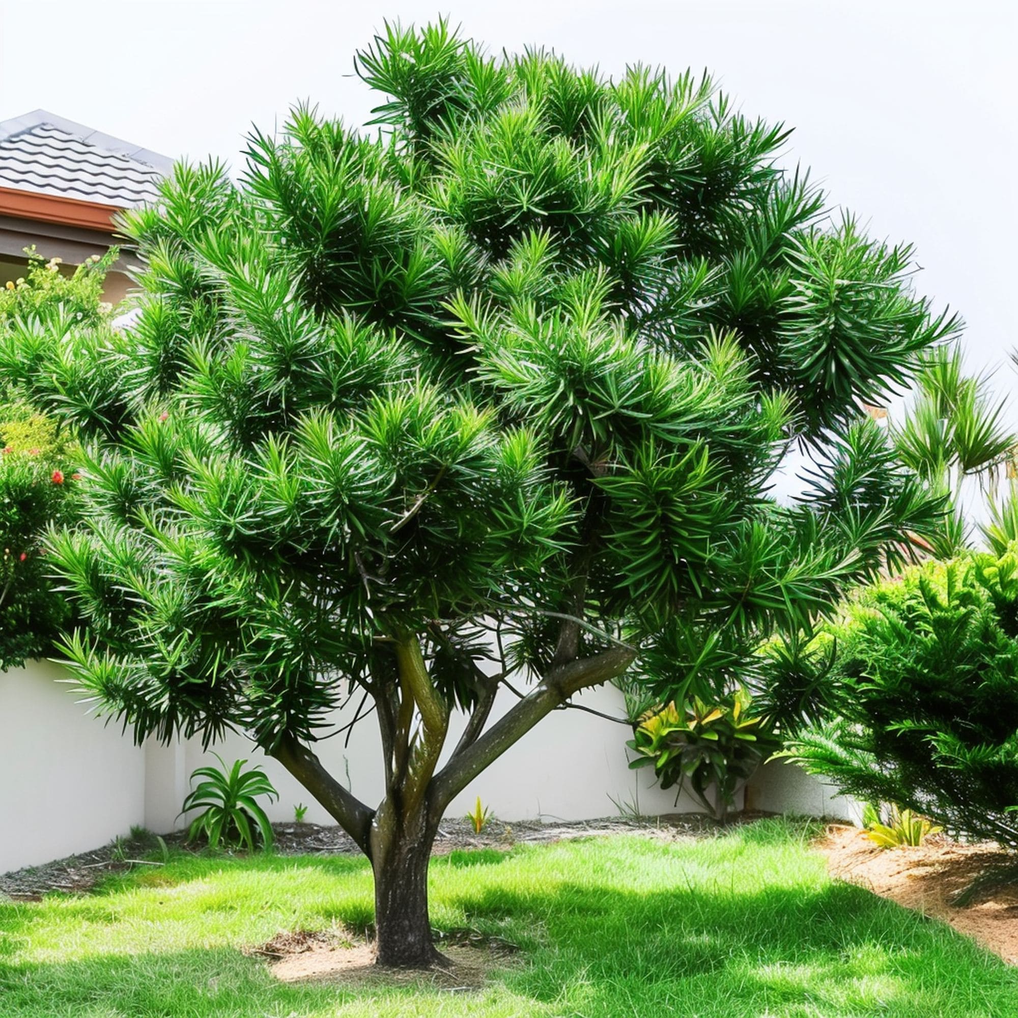 Podocarpus Tree in a Backyard