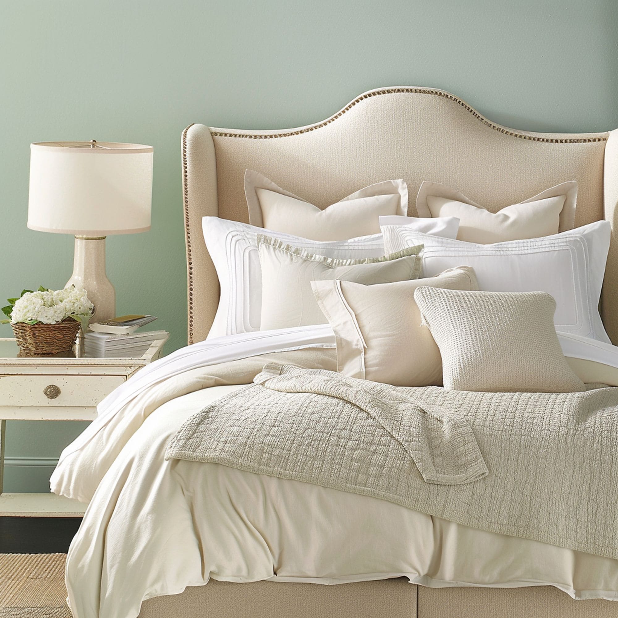Seafoam Green and Beige Bedroom