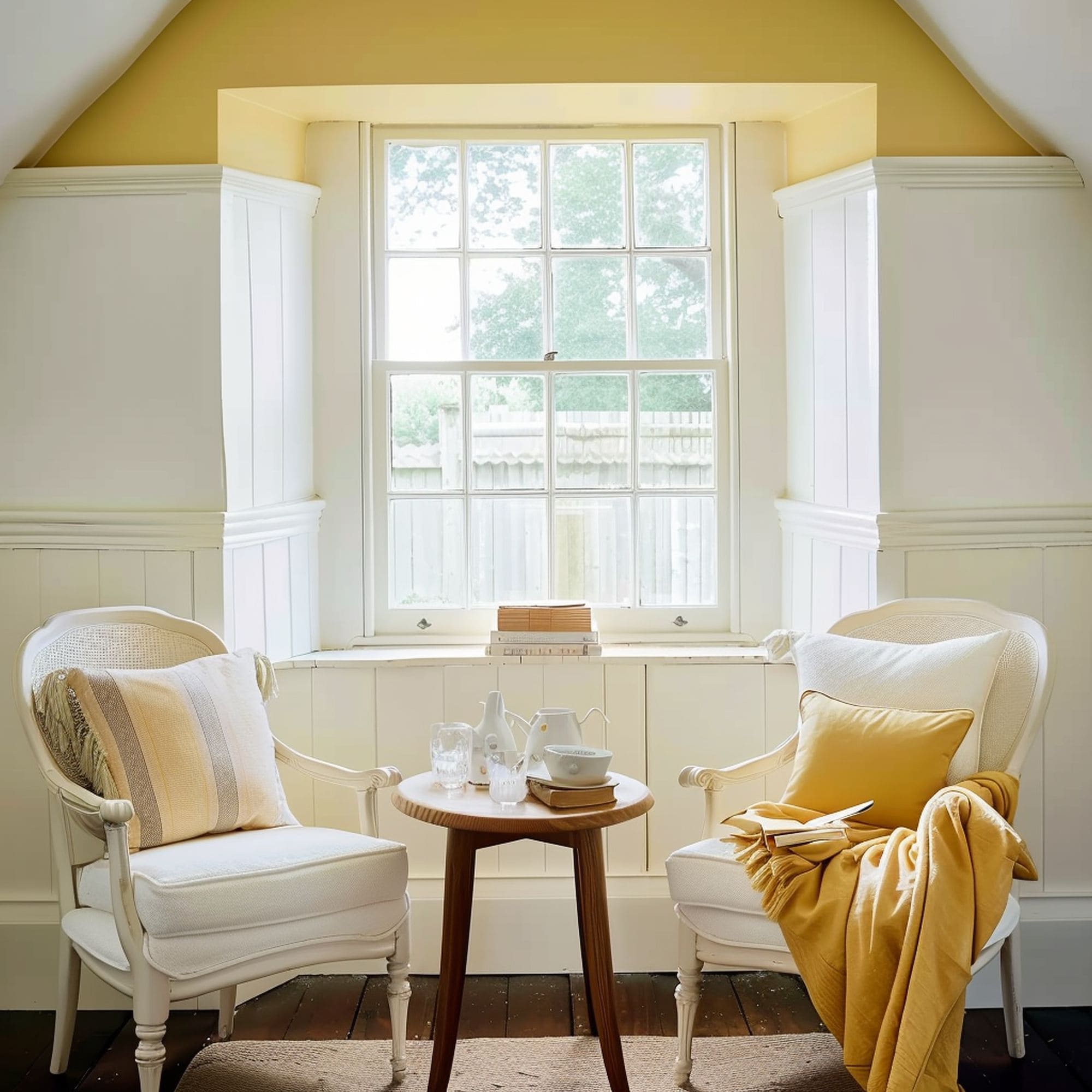 Yellow and White Conversation Area