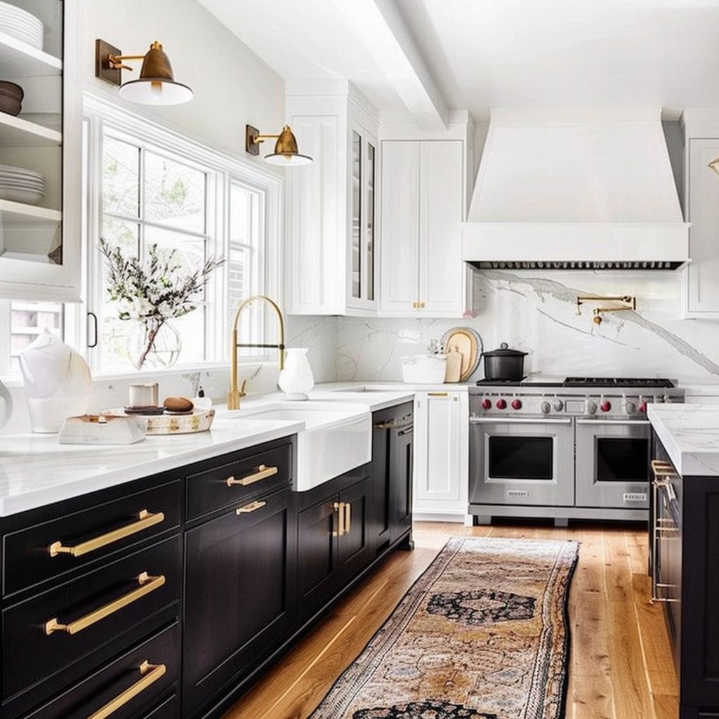 Modern Kitchen With Brass Fixtures