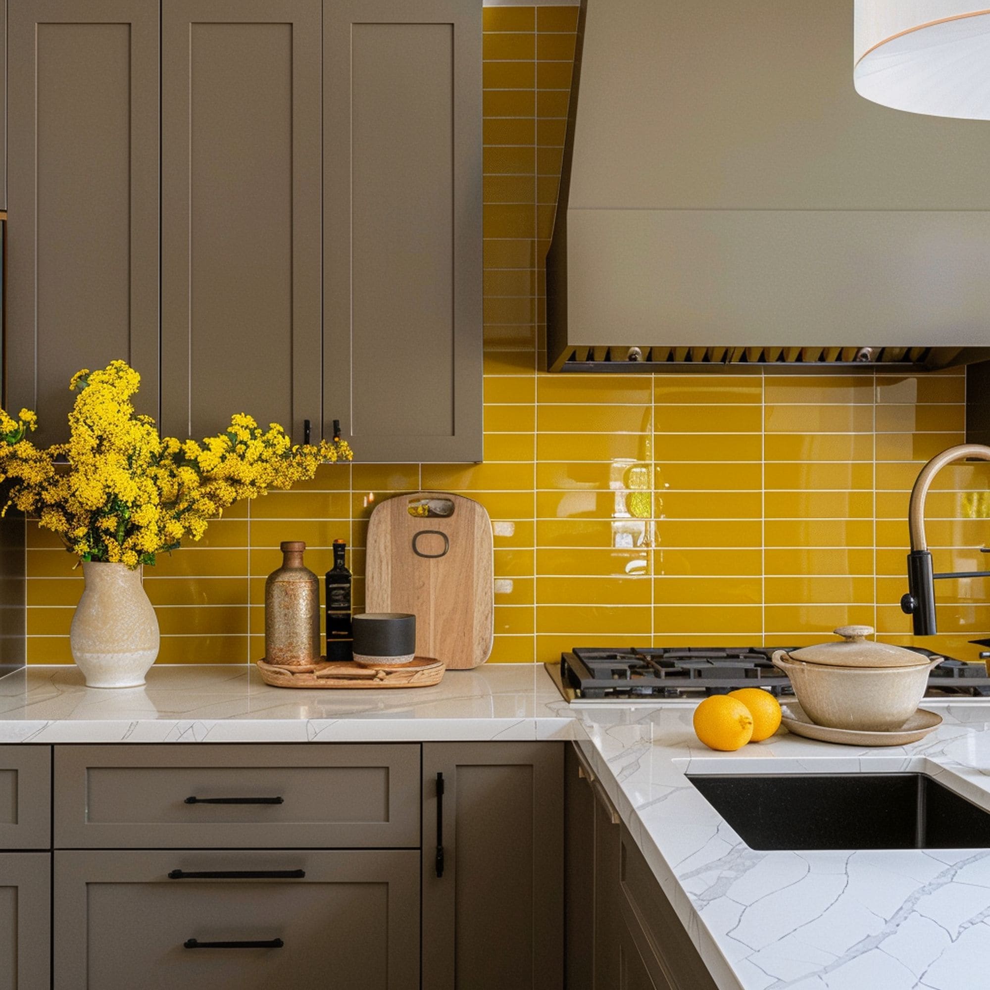Mustard Yellow Subway Tiles Backsplash