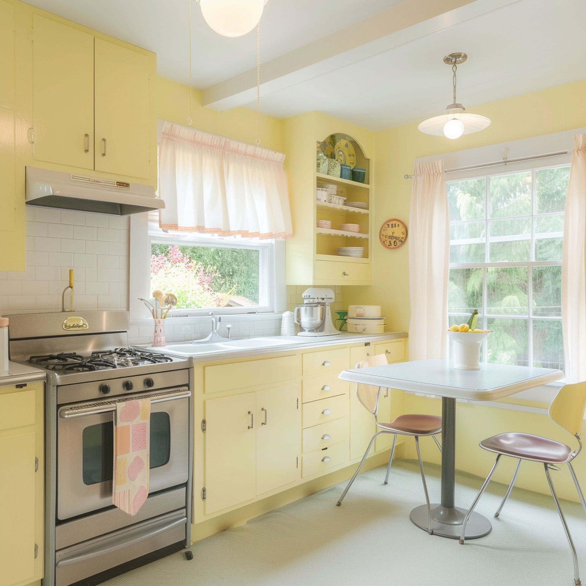 Vintage Pastel Yellow Kitchen
