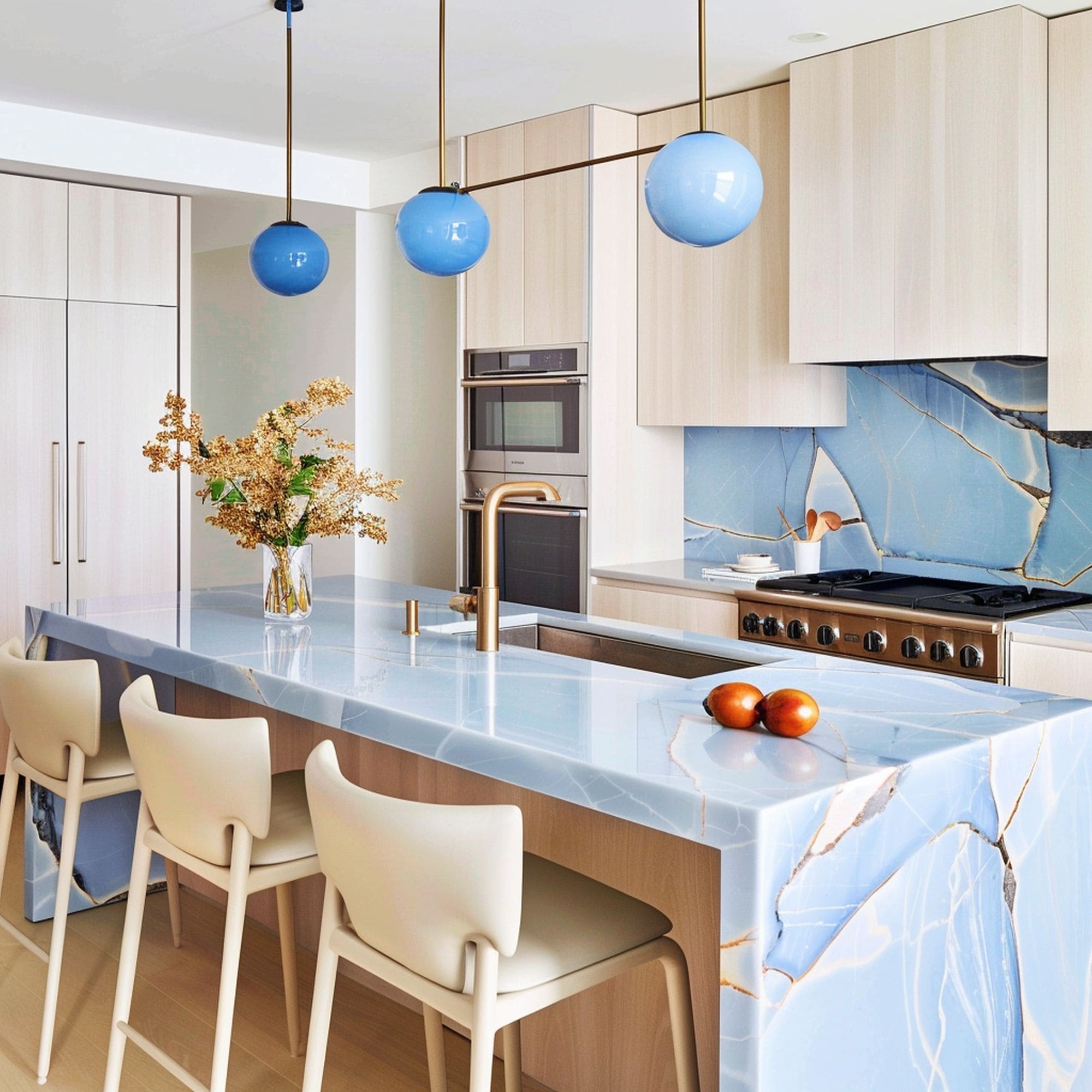 Blue Marble Like Quartz Countertop