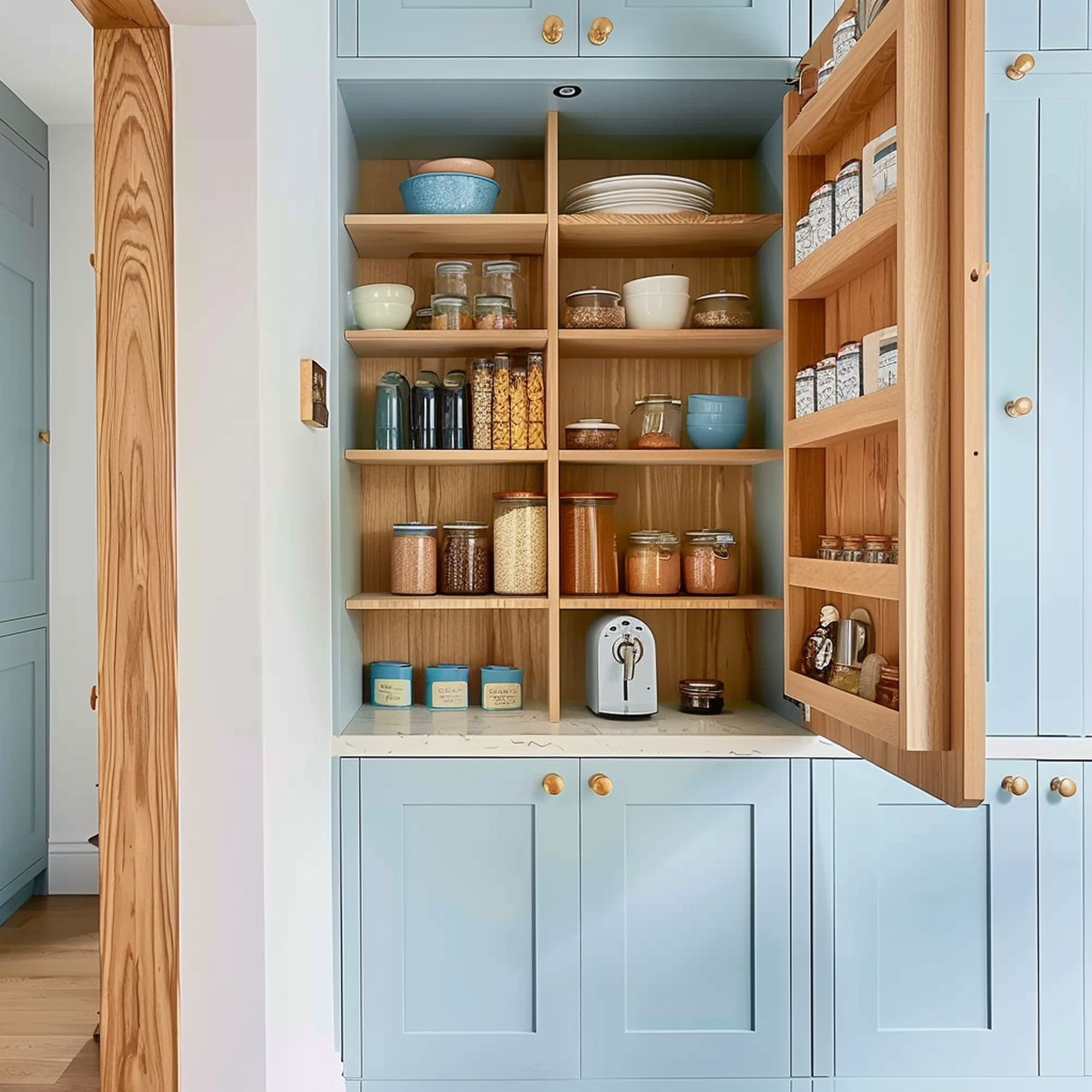 Pastel Blue Pantry Cupboards