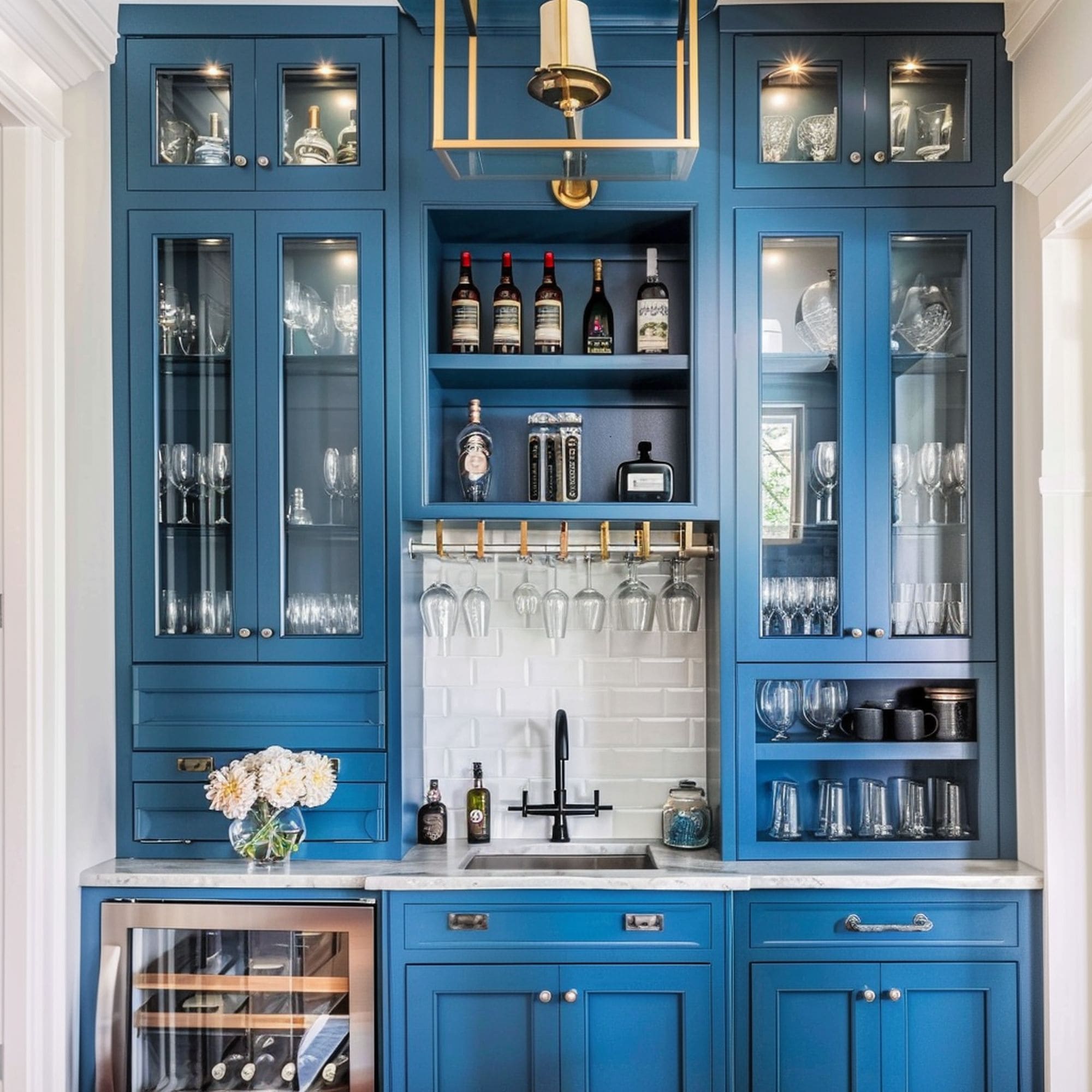 Tall Blue Wet Bar