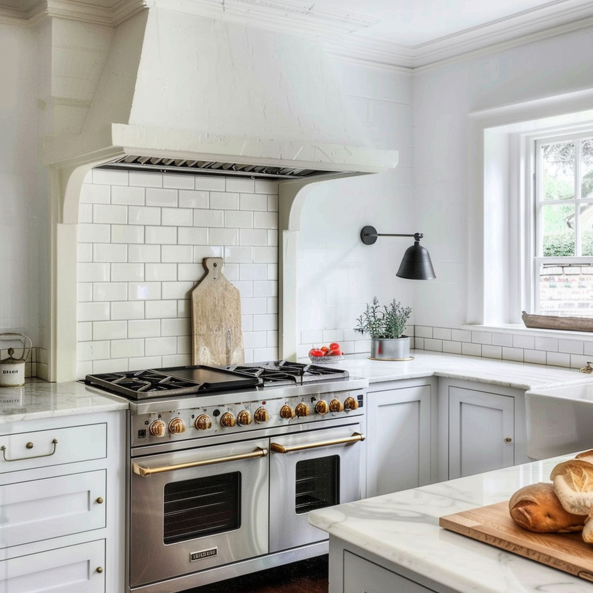White Subway Tile Alcove Above the Stove