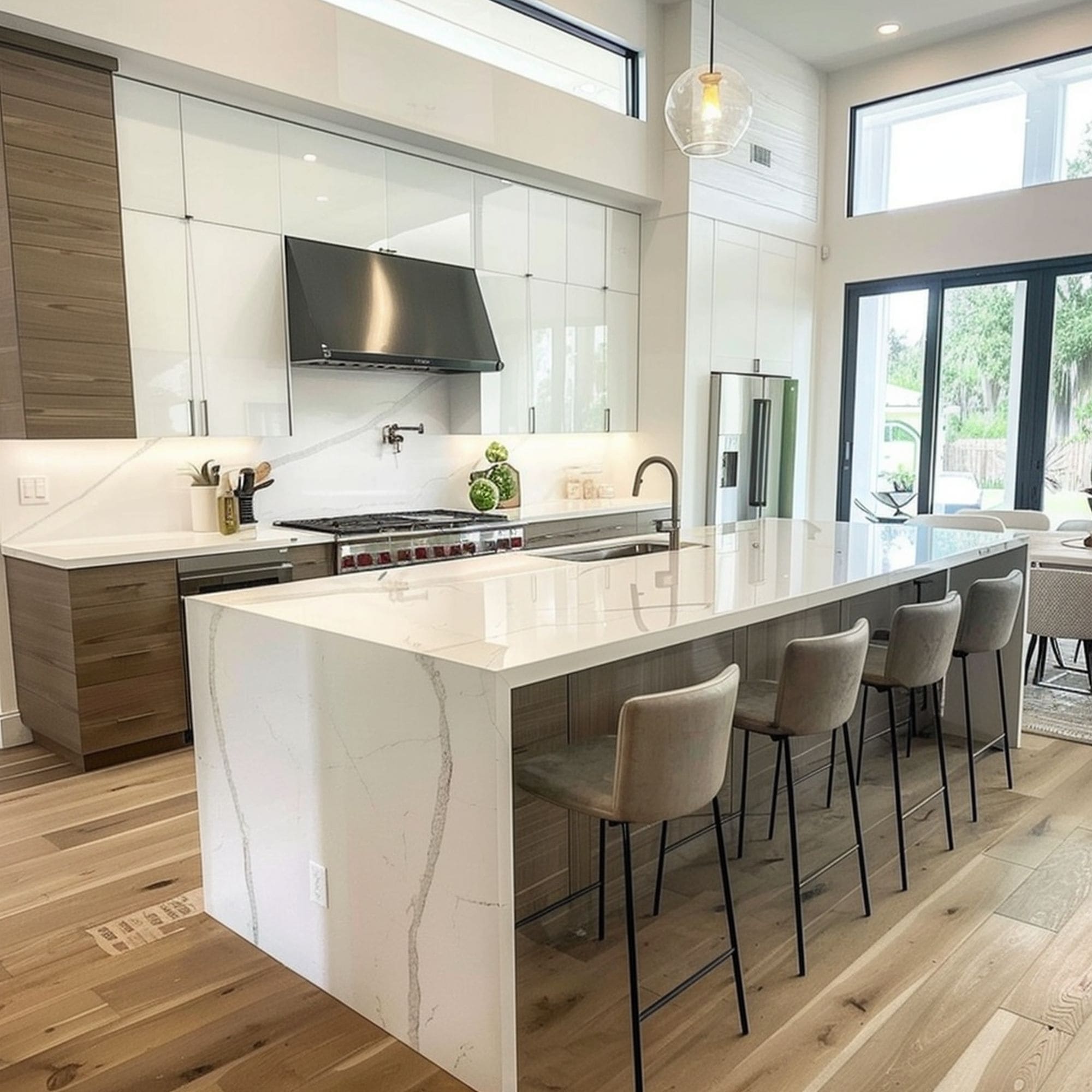 Quartz Countertop Kitchen Island Bar Style