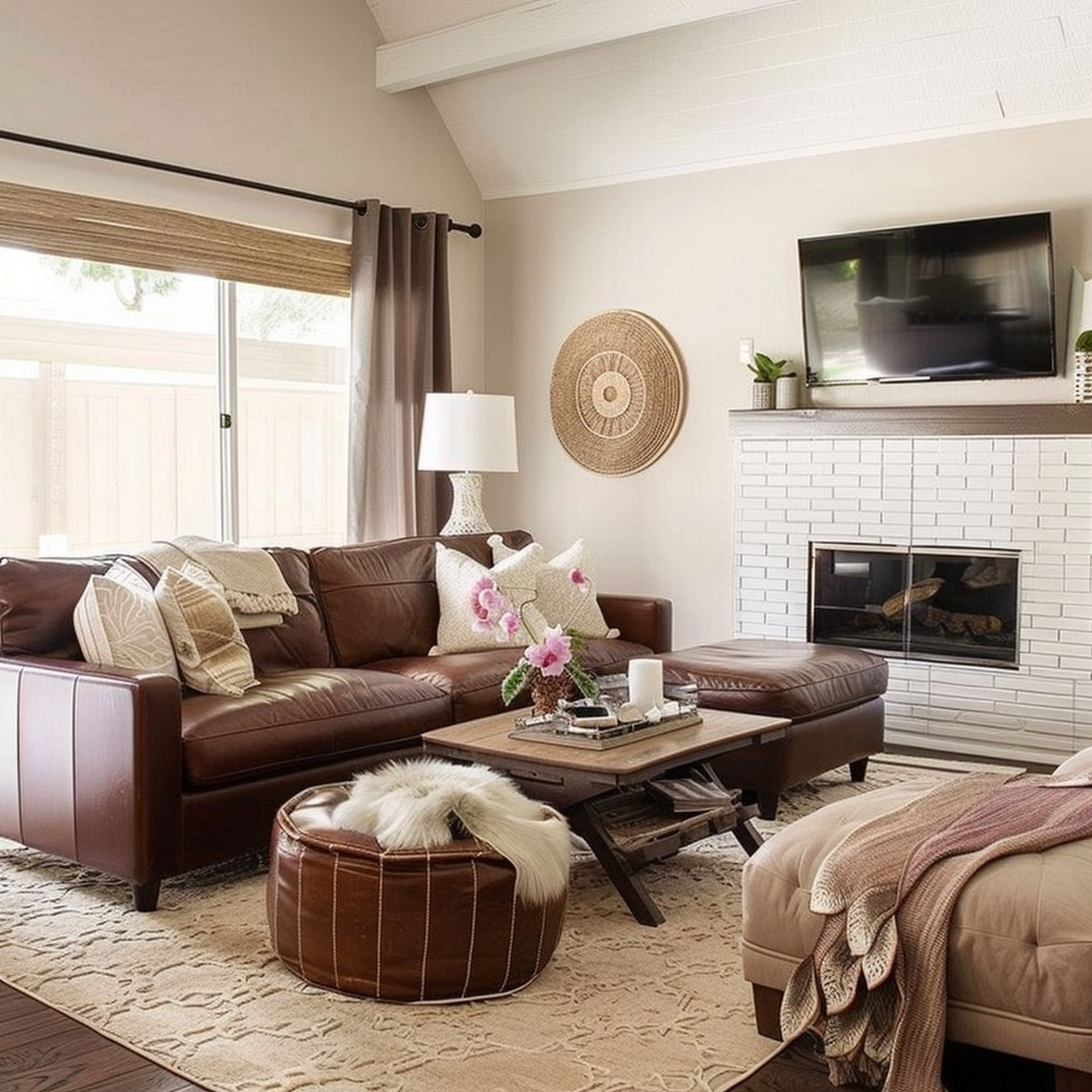 Brown and Beige Living Room