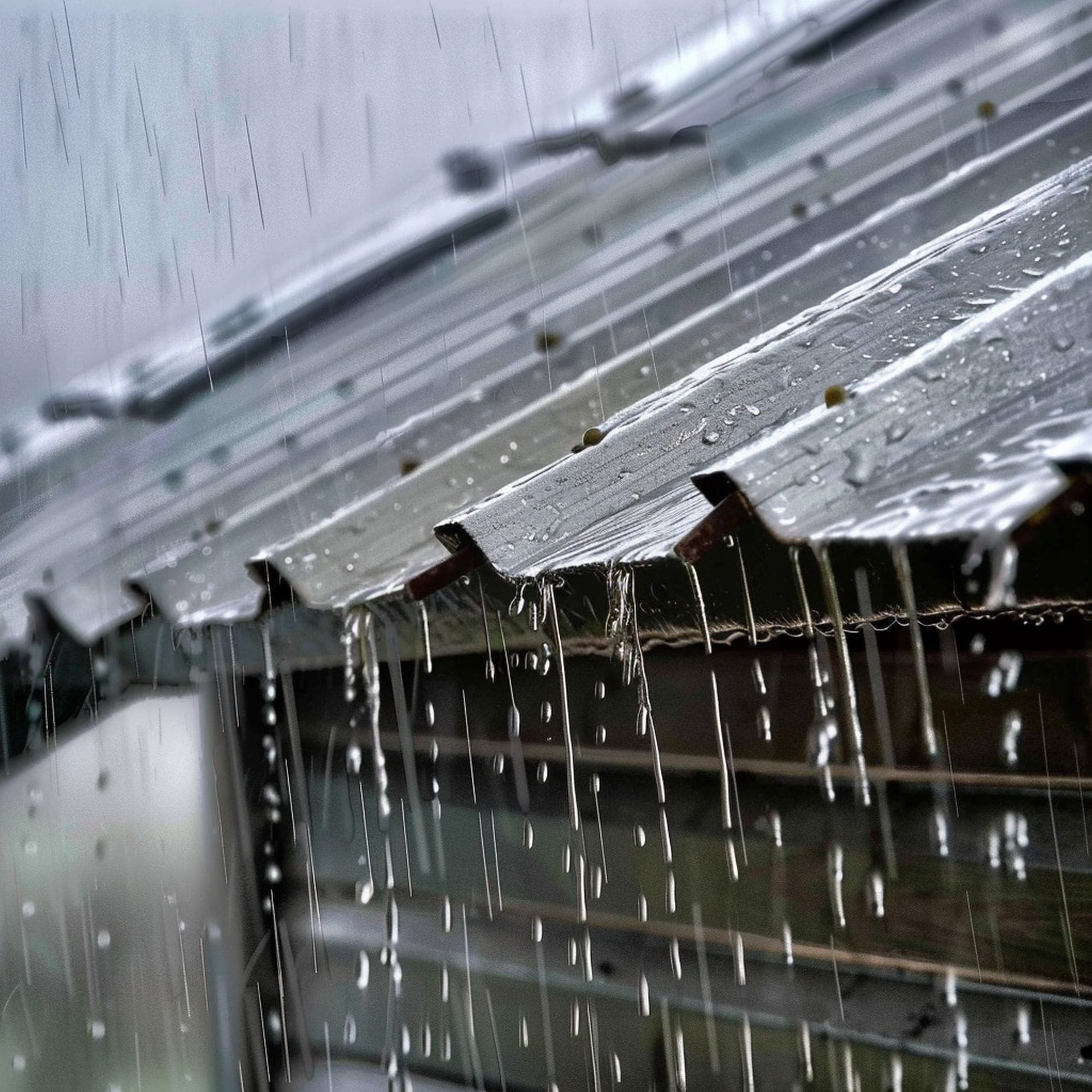 Metal Roof During Rain