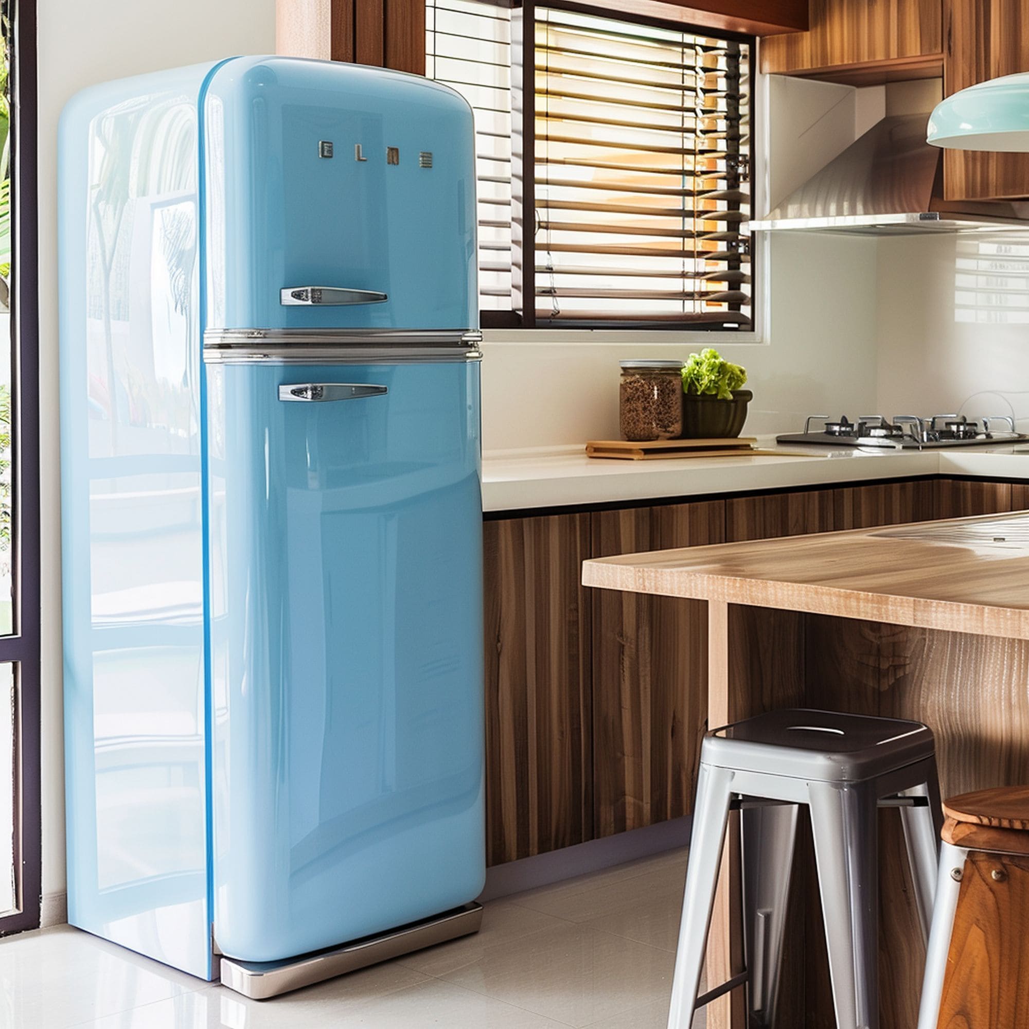 Retro Fridge in Modern Kitchen