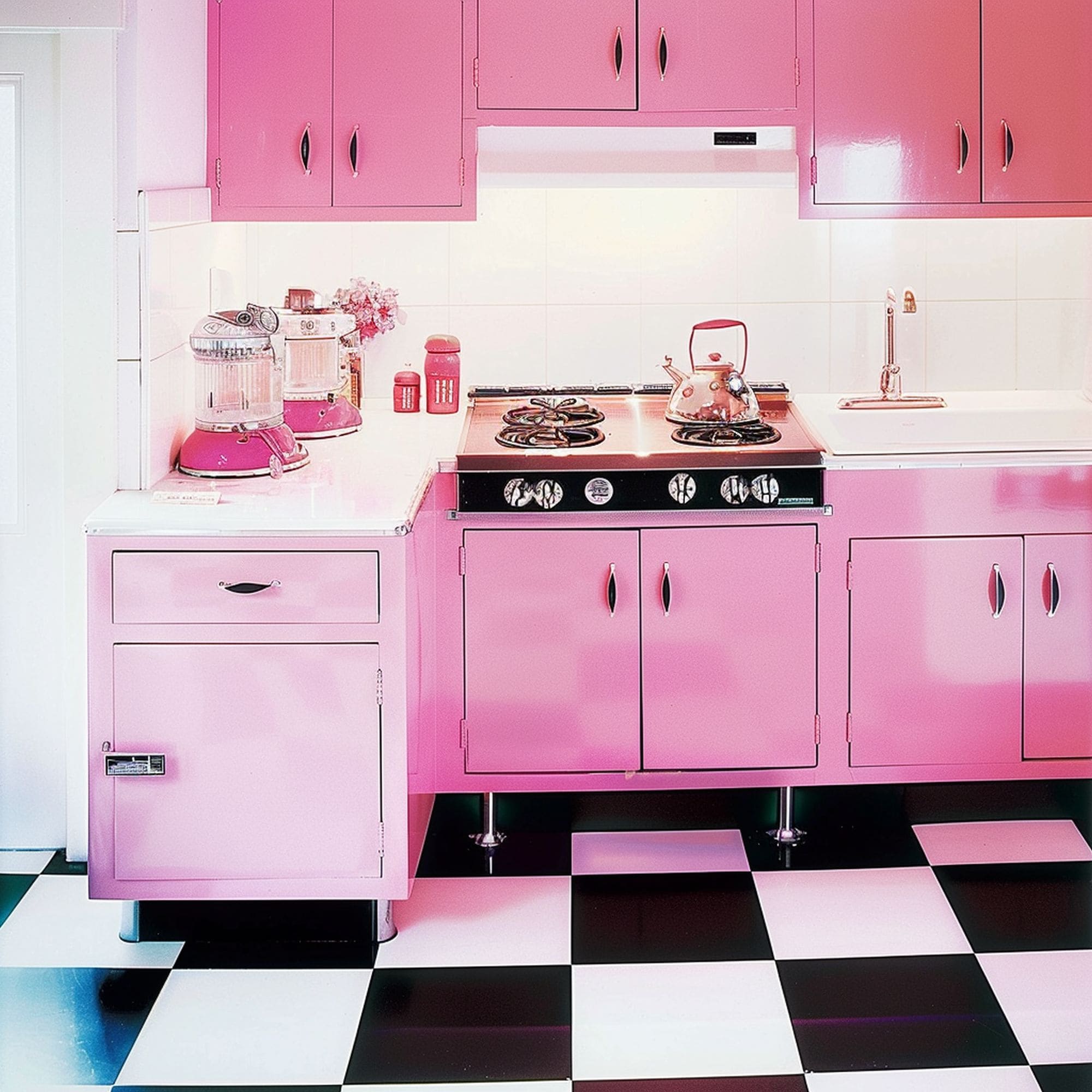 Retro Pastel Pink Kitchen