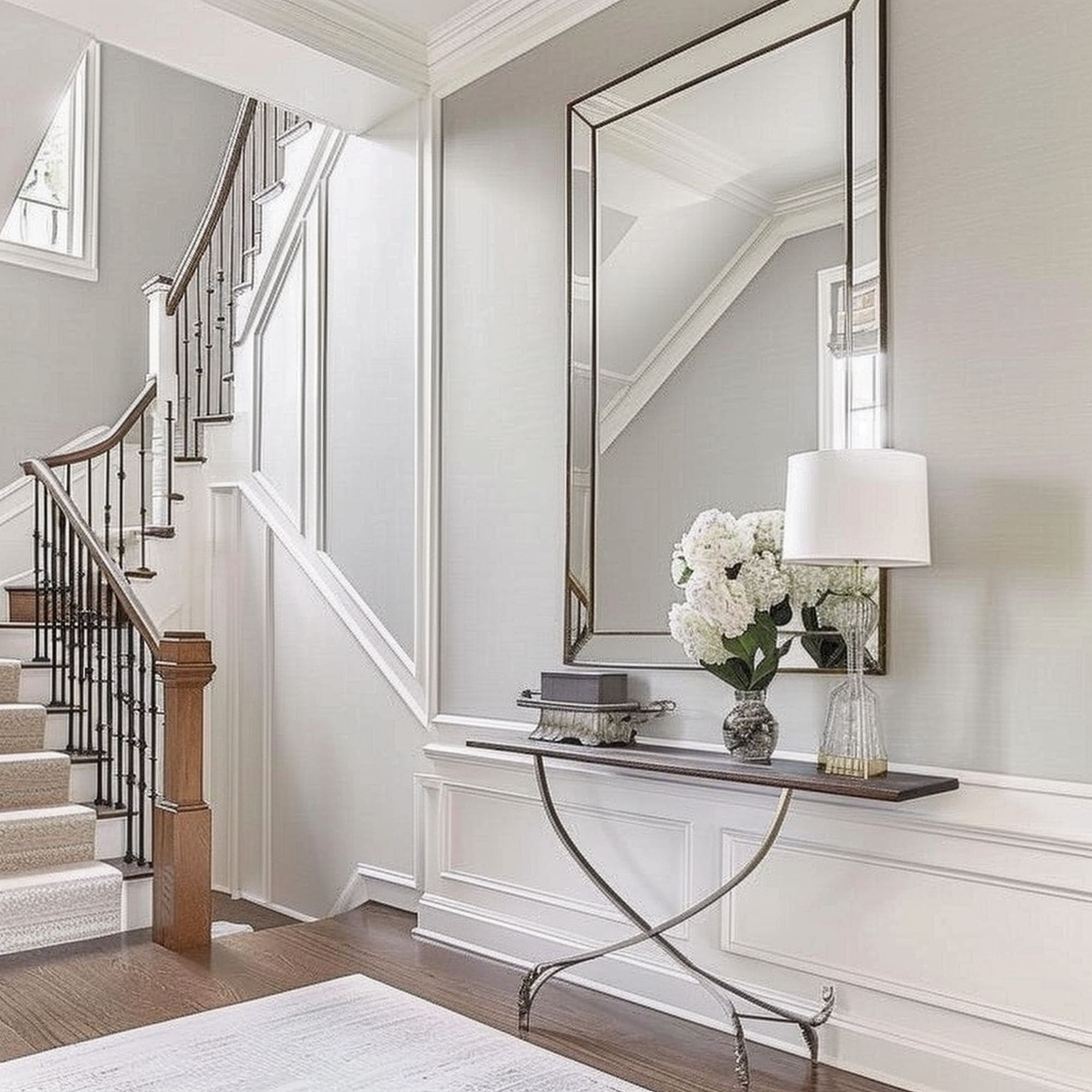 White Wainscoting in Gray Entryway
