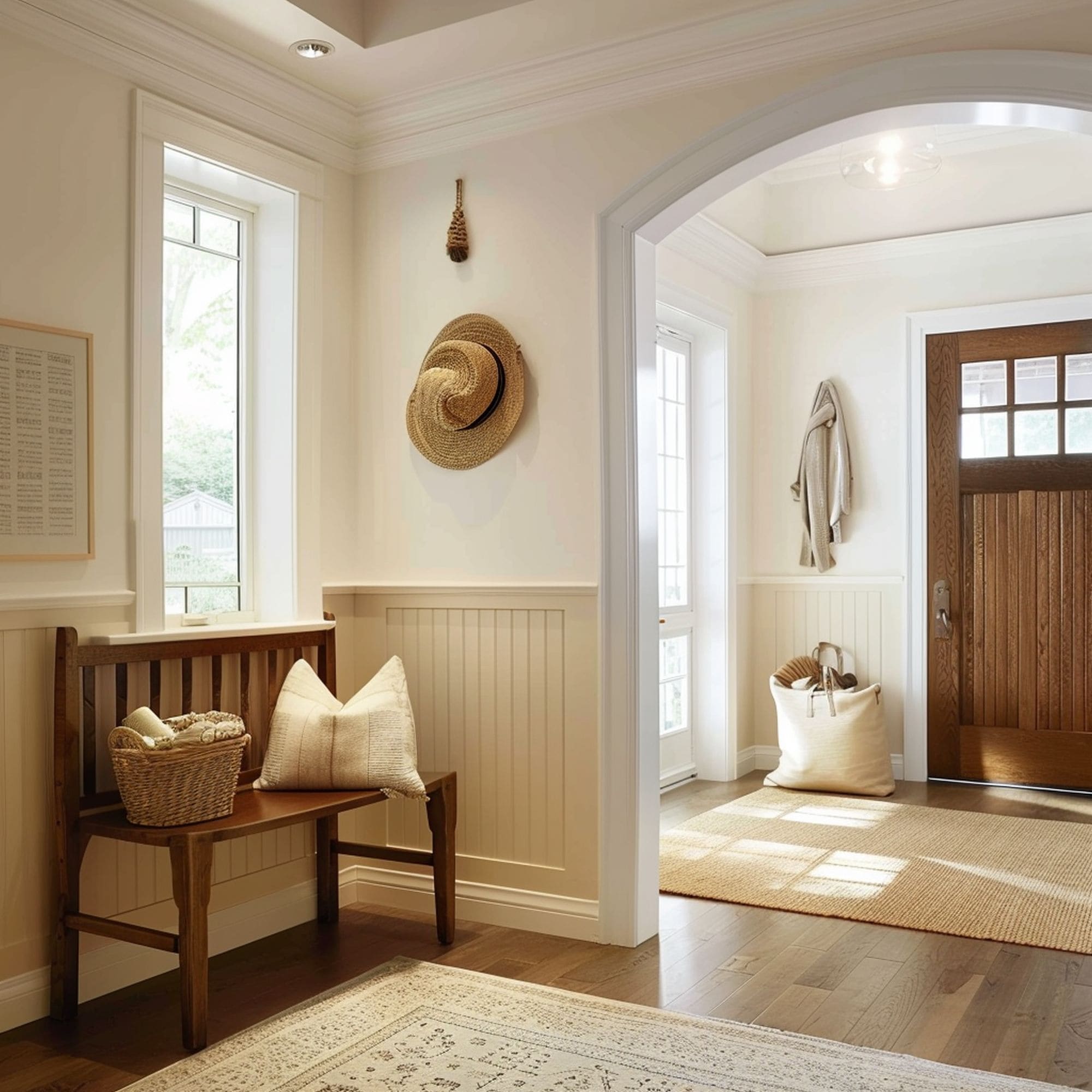 Cream Wainscoting in Entryway