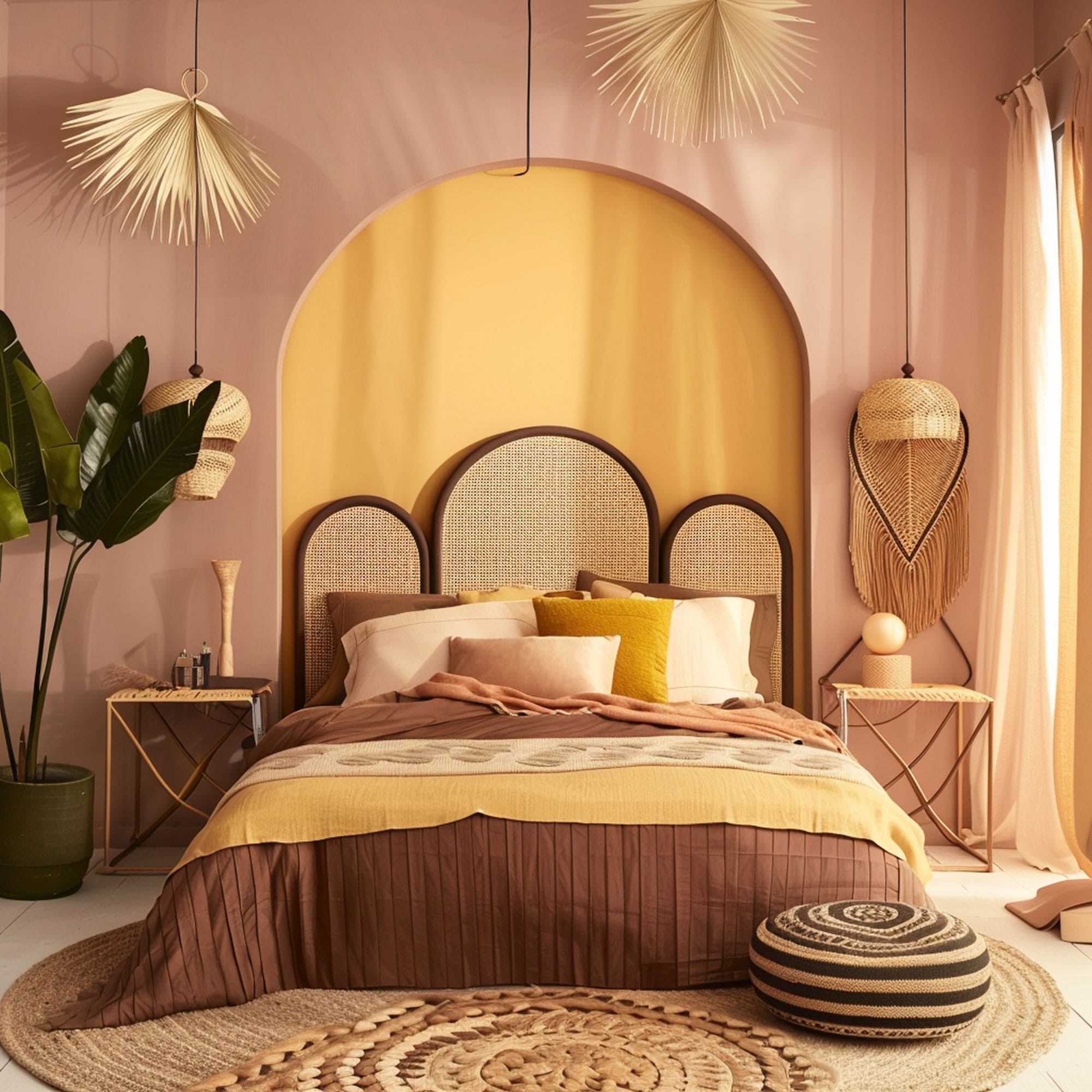 Blush Pink and Yellow Bedroom