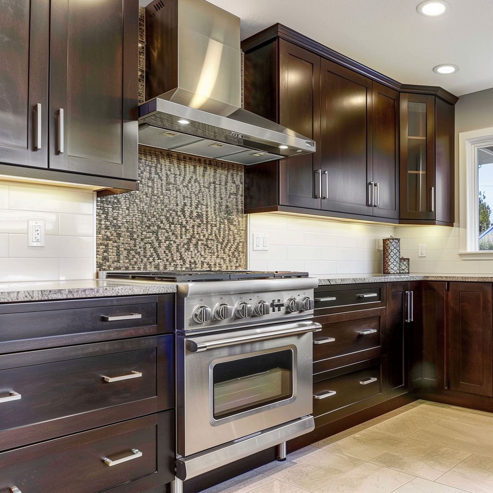 Dark Brown Maple Wood Cabinets