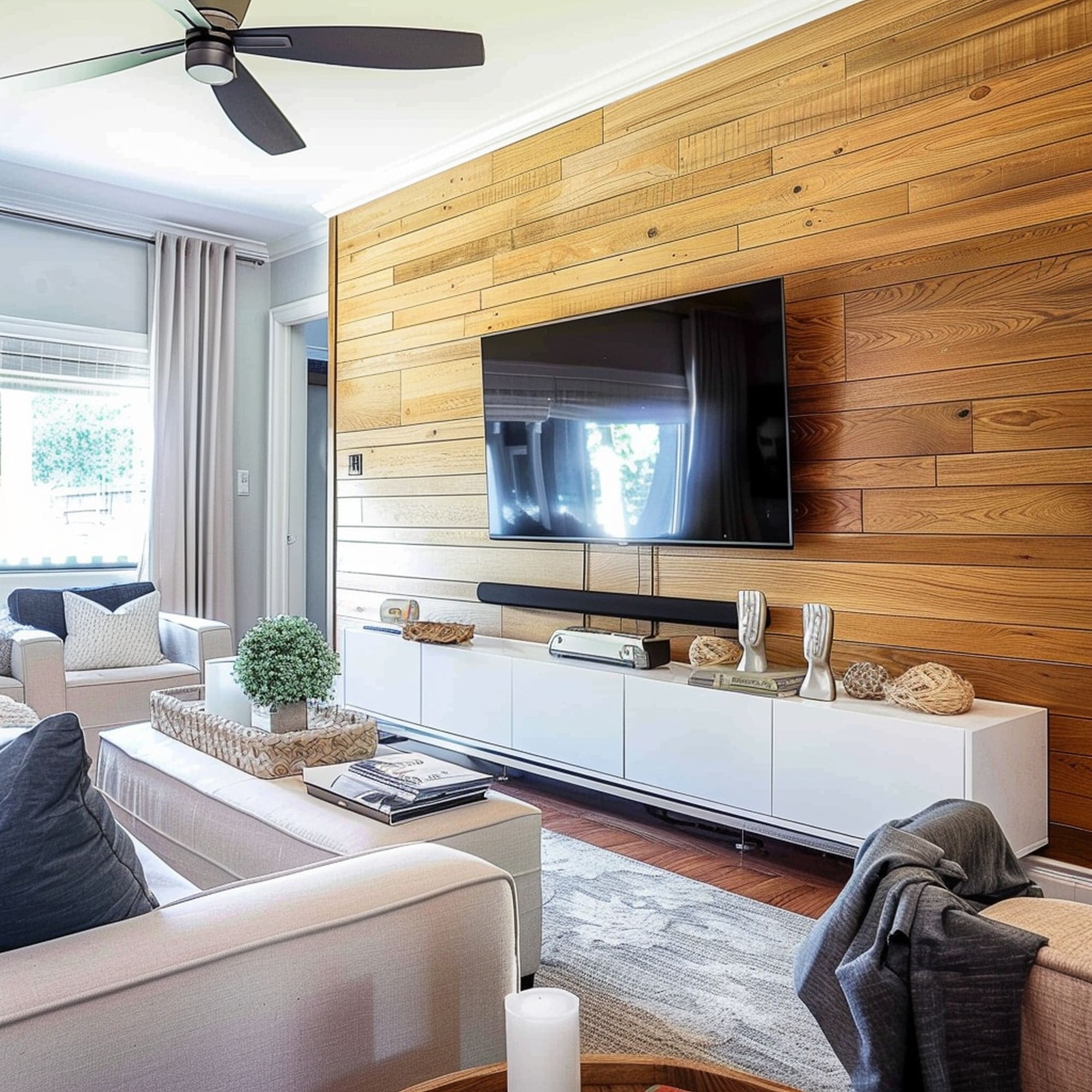 Paneled Wall in Living Room