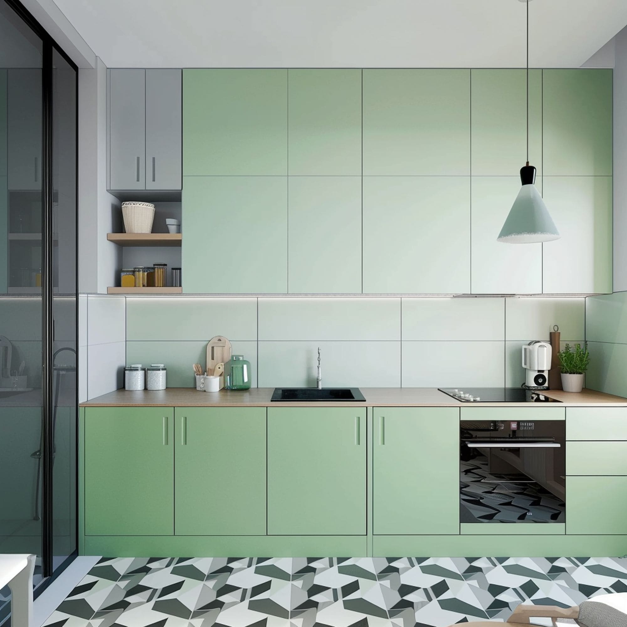 Pastel Light Green Kitchen